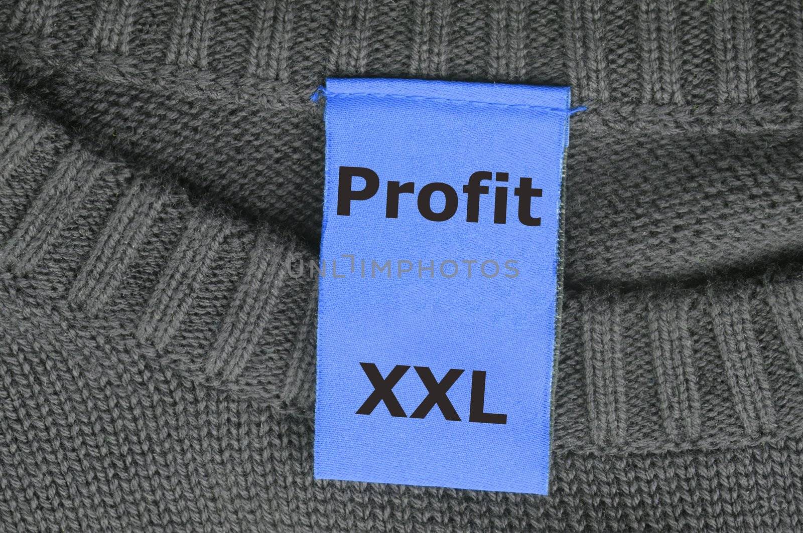 xxl profit with fashion label or tag showing financial success concept