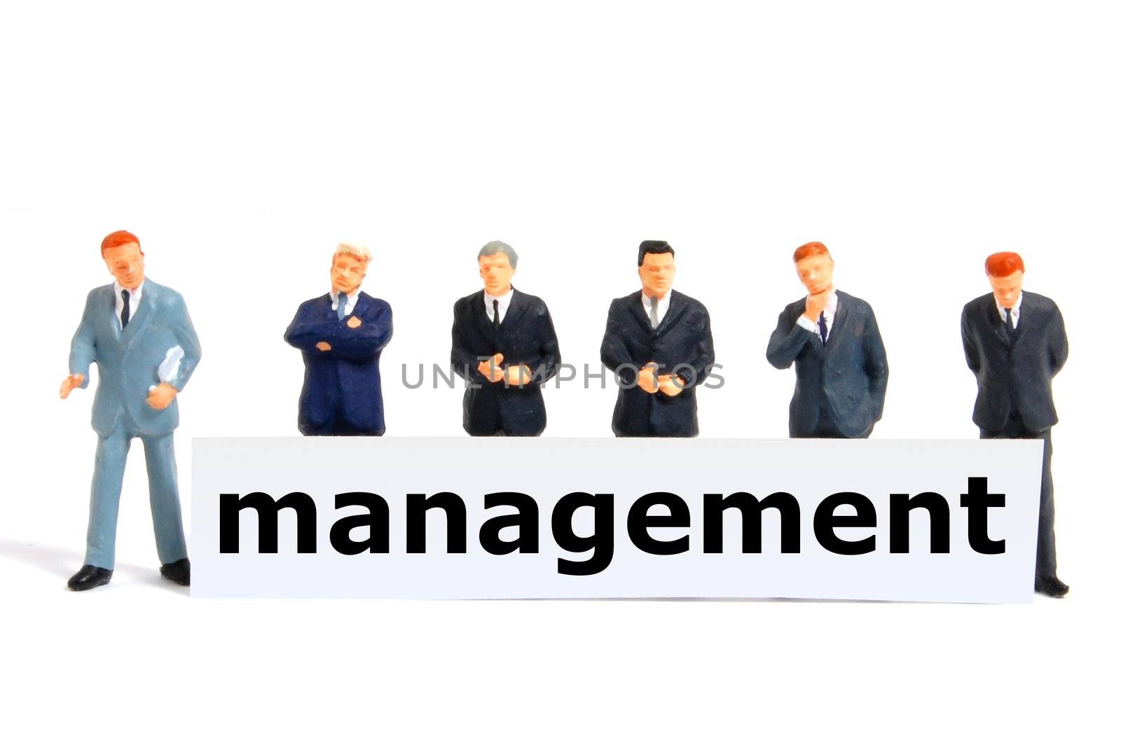 management or manage concept with business man isolated on white background