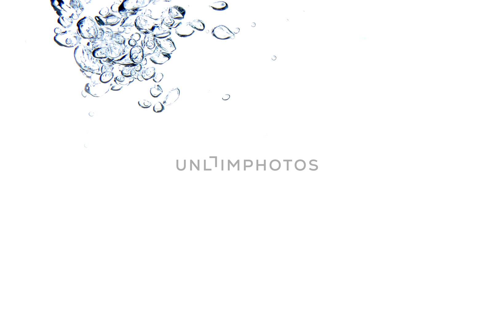 bubbles in fresh cool water with white background