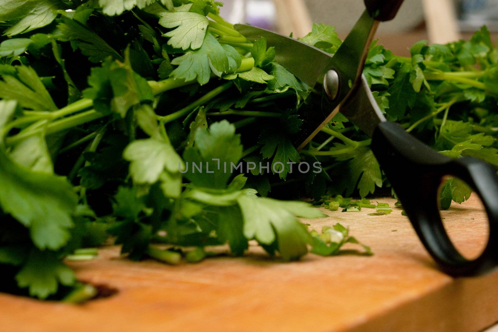 Parsley on a cutting board