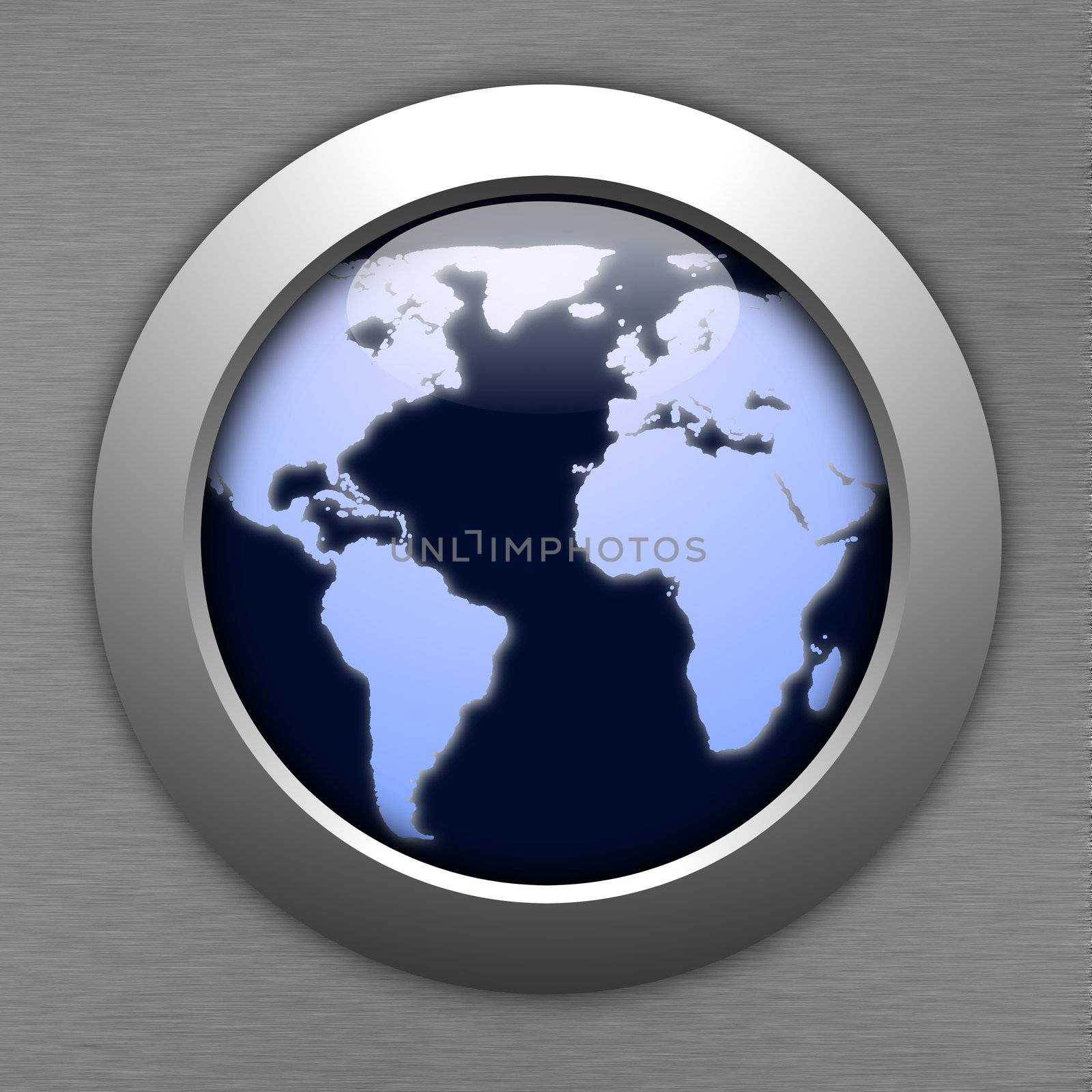 globe or world map in a button illustration