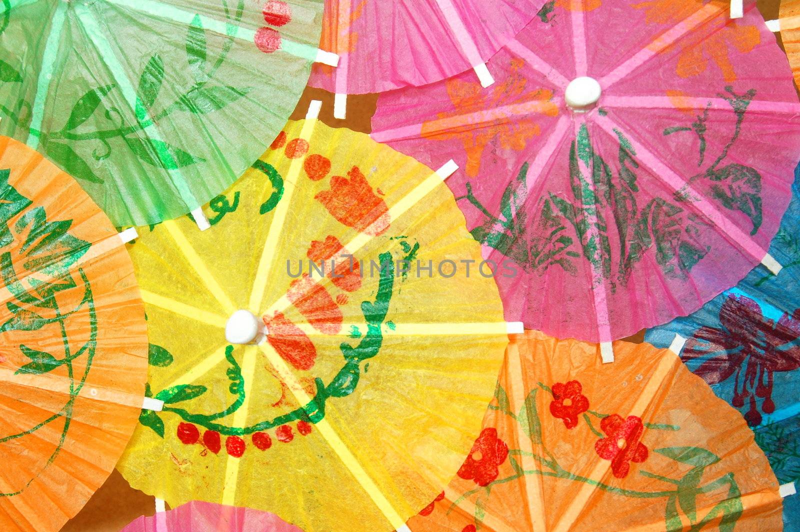 colorful cocktail umbrella texture for summer drinks