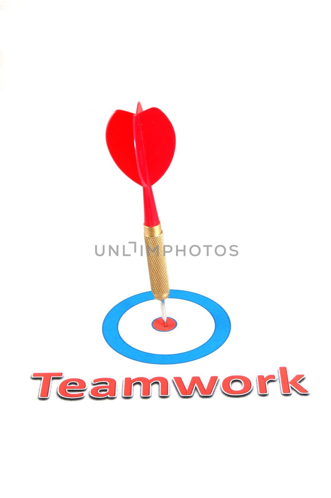 teamwork concept with isolated dart arrow on white background