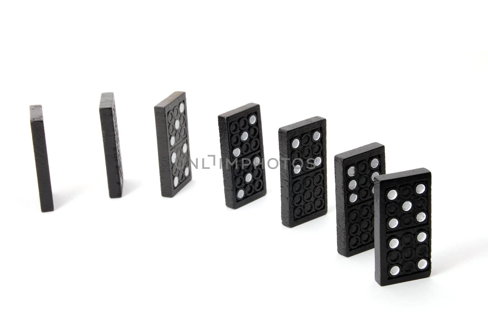 chain of dominoes isolated on a white background