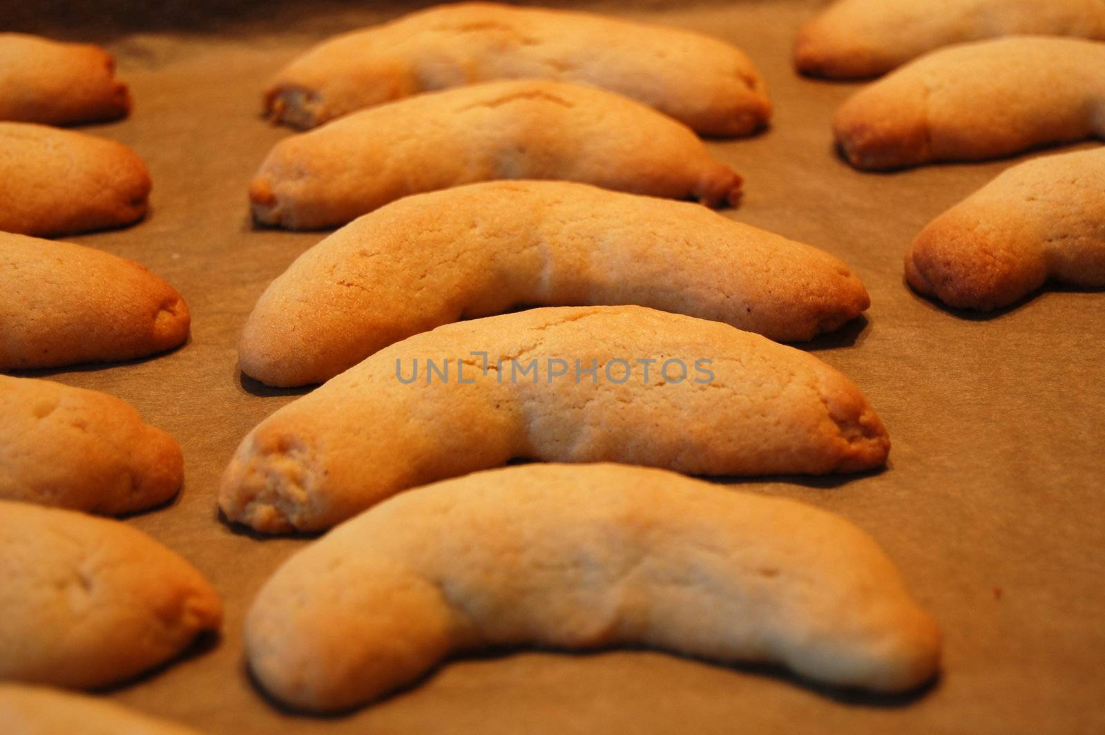 sweet Christmas cookies after baking in the kitchen on xmas