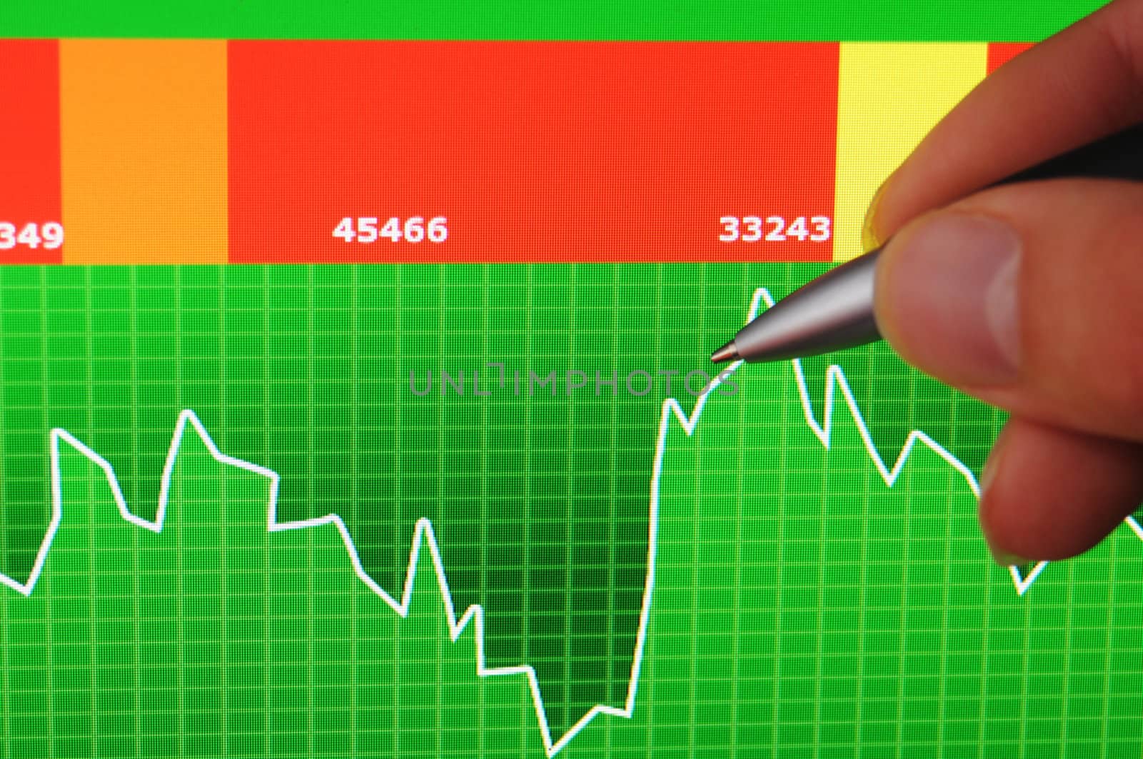 financial business data from the stock exchange and hand