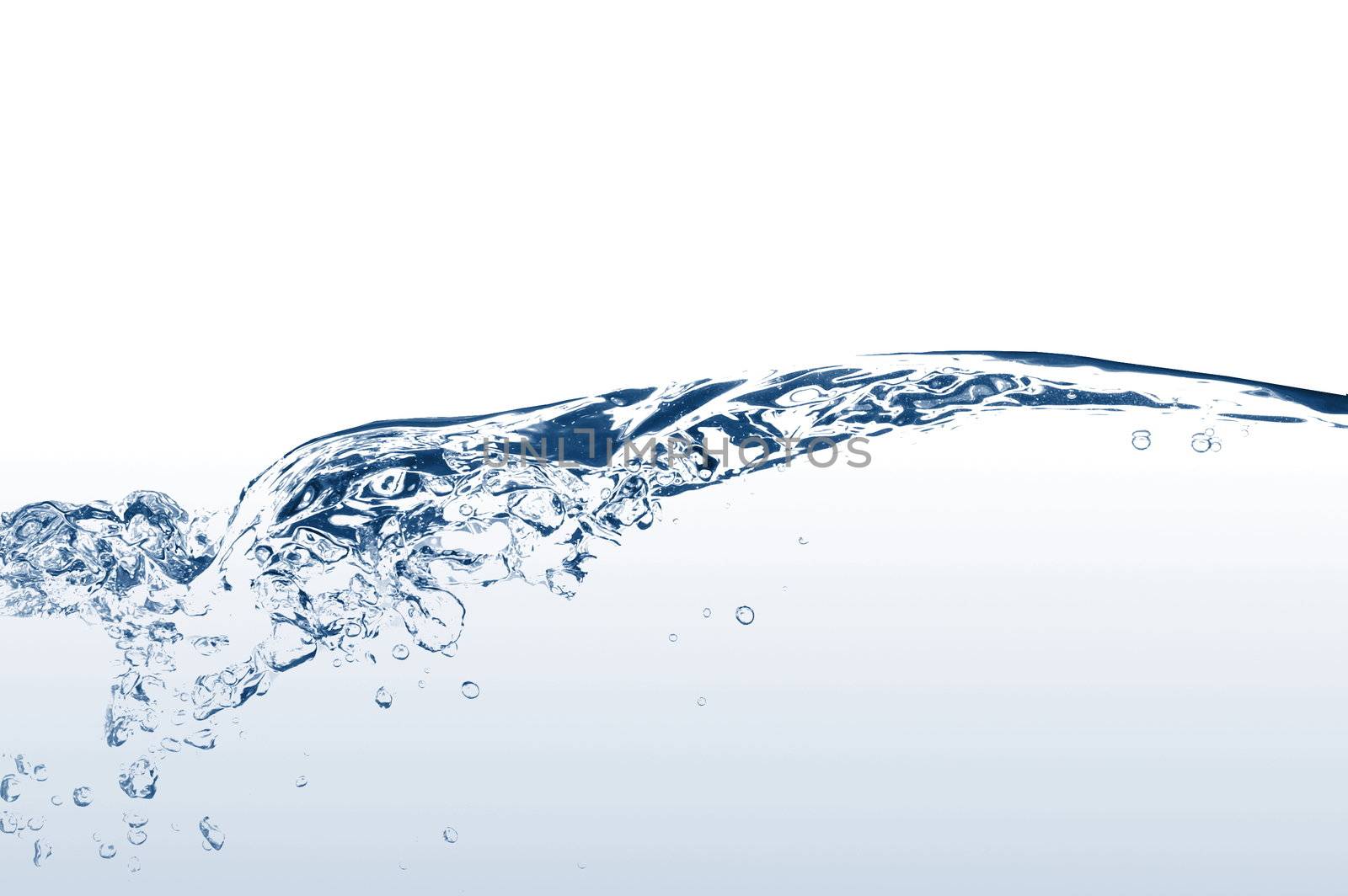 fresh water with bubbles on white background