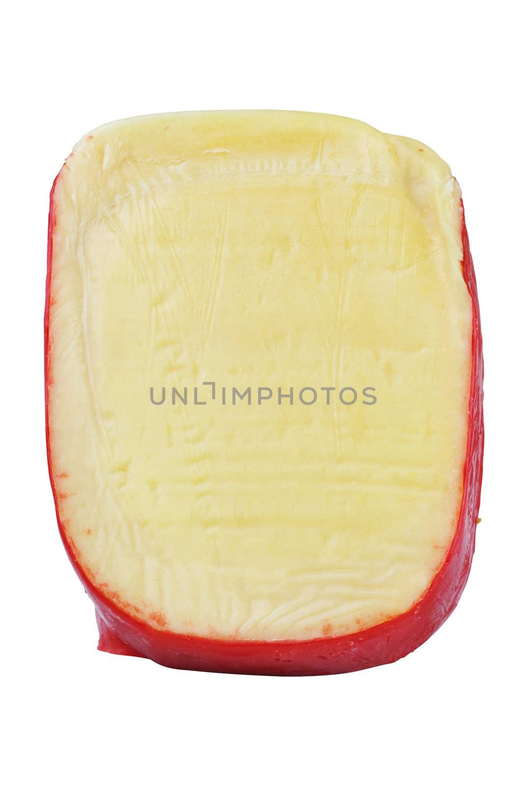 Dutch Edam cheese isolated on white background with clipping path.