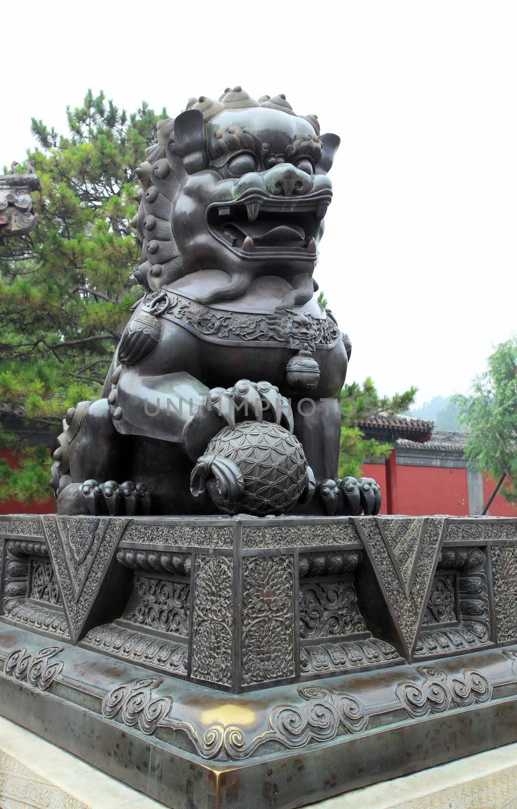 lion statue at Summer Palace near Beijing 