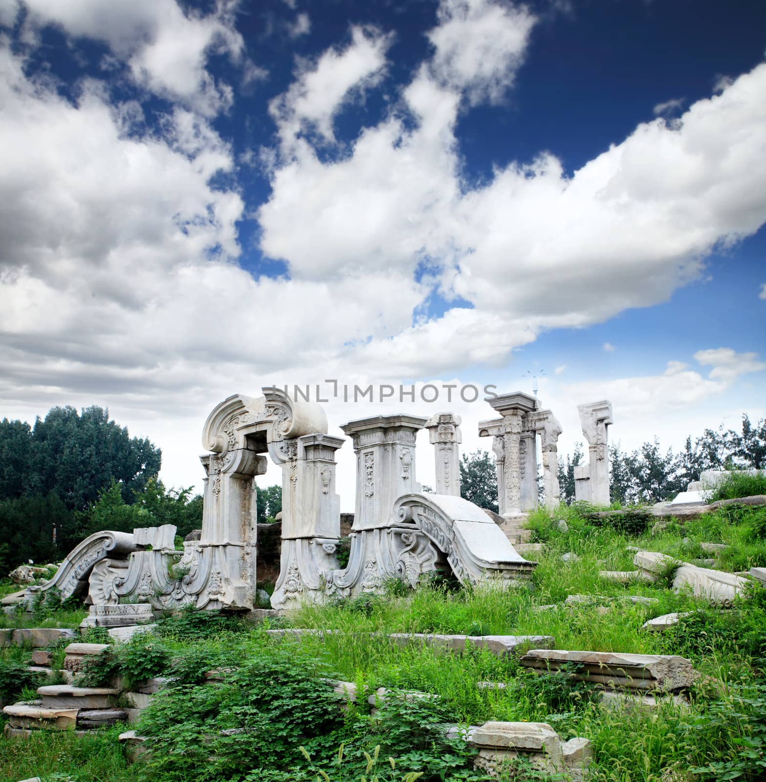 The ruins of Yuanmingyuan palace in,Beijing China 