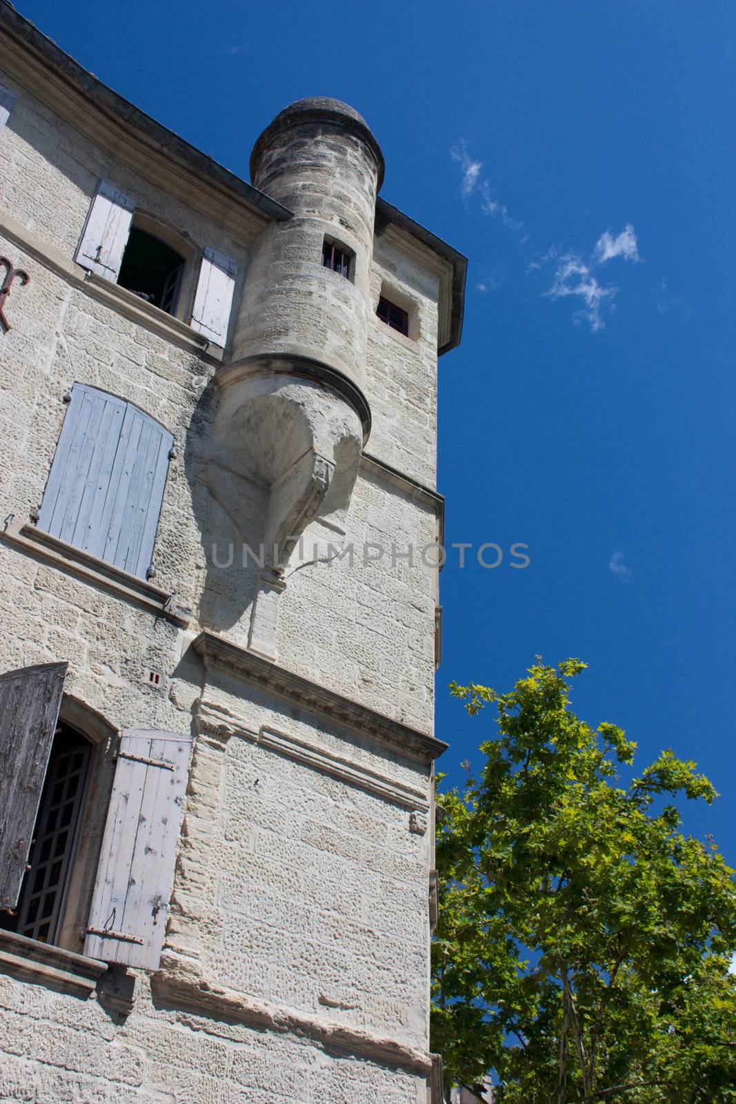 Traditional houses in the medieval historical center of Uzes, France