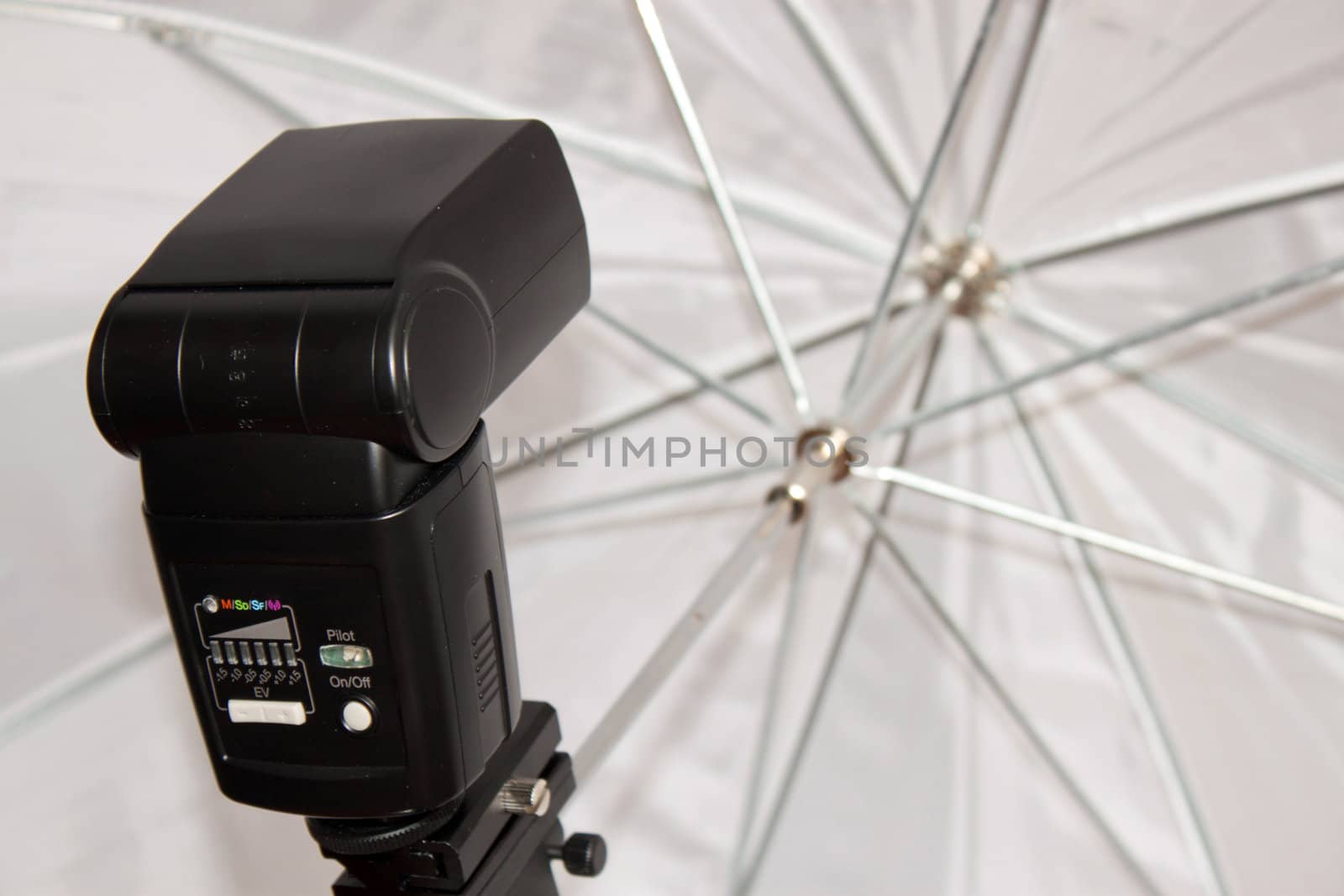 Black studio flash with white octagonal soft box