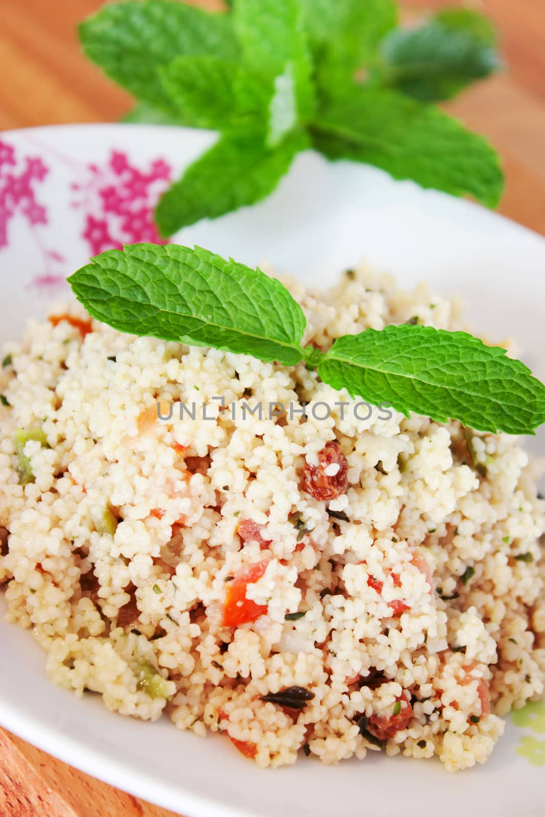 Delicious Tabbouleh with its mint leaf