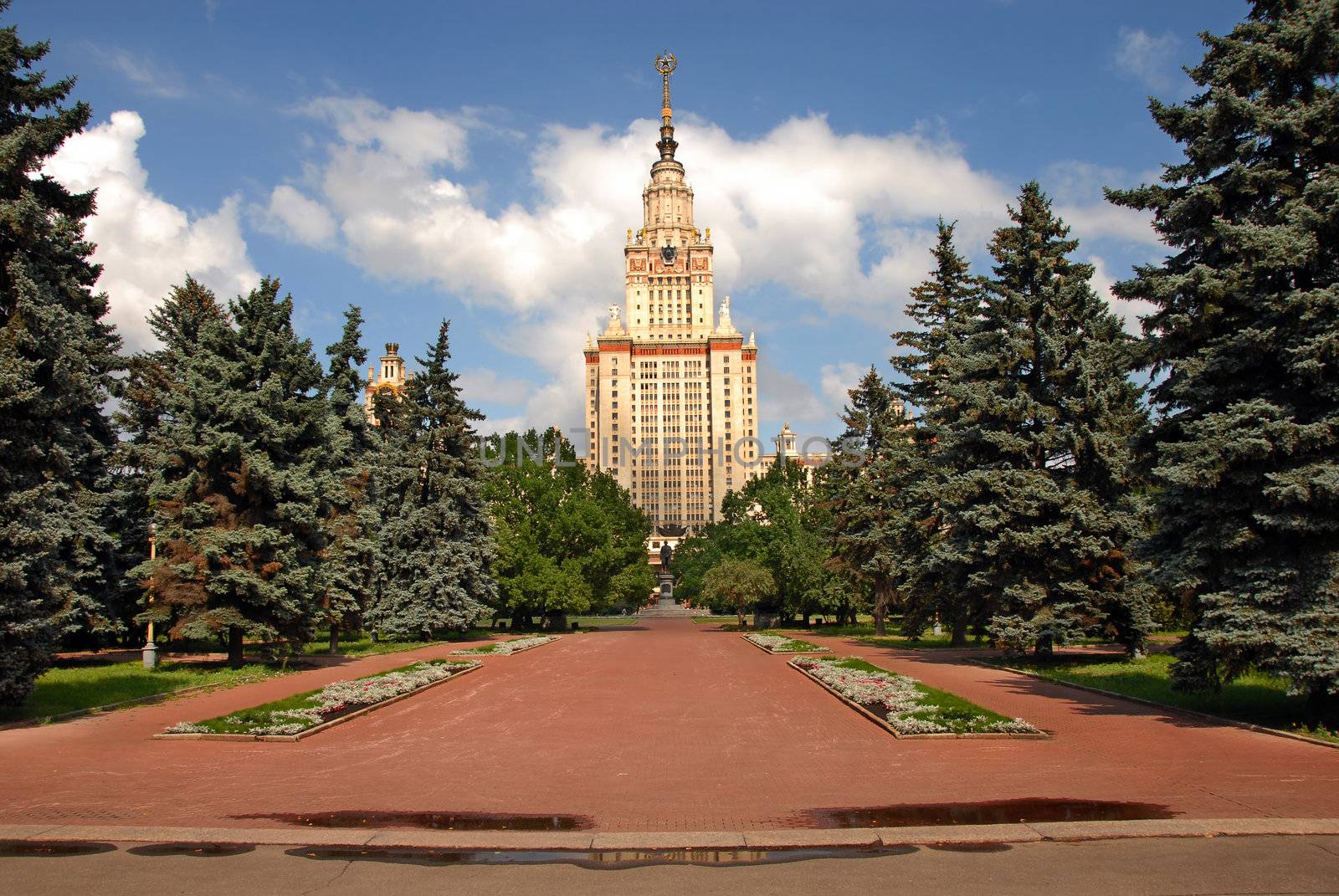 park and monument in front of Moscow state University Lomonosov, Russia