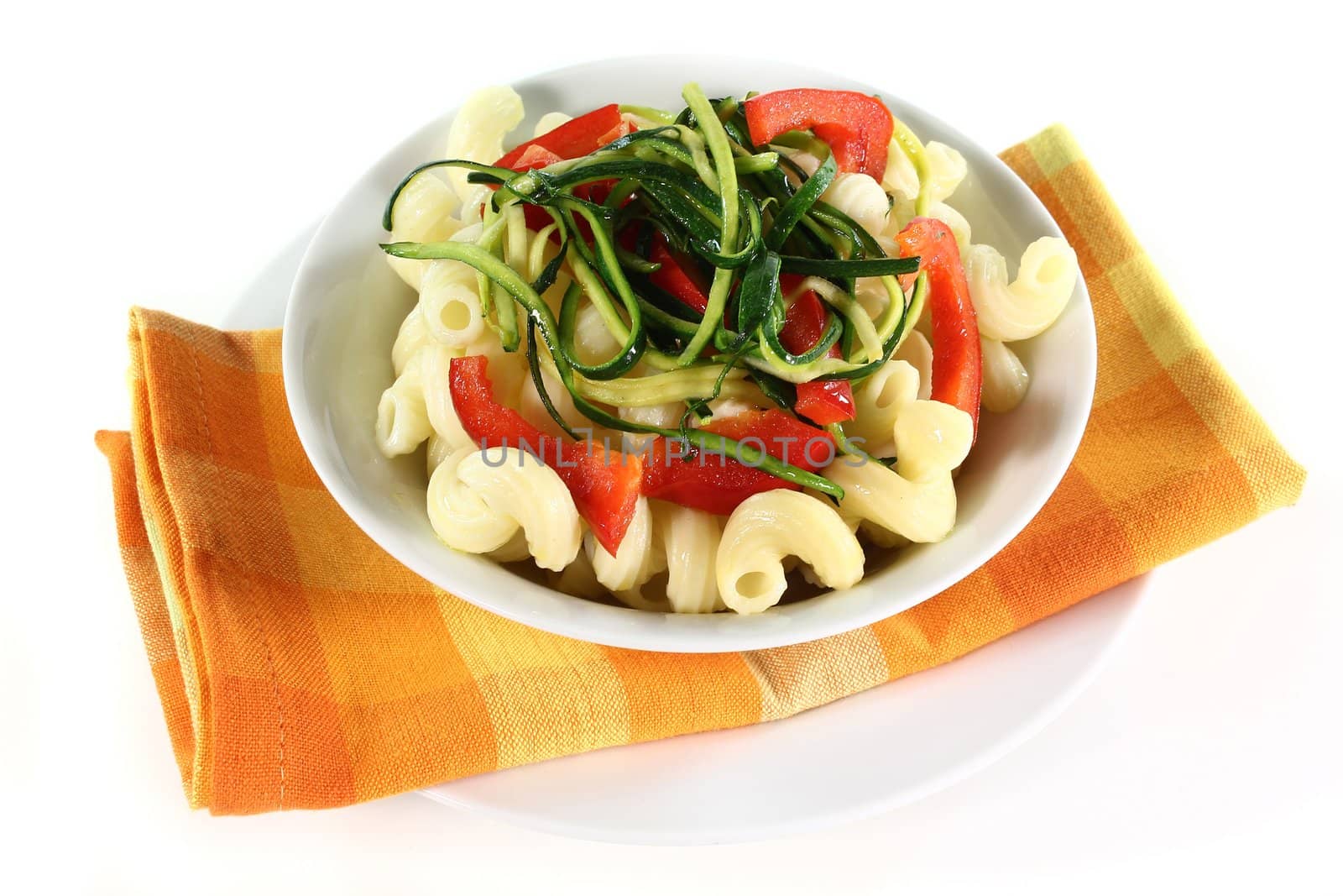 Pasta with red pepper zucchini vegetable by silencefoto