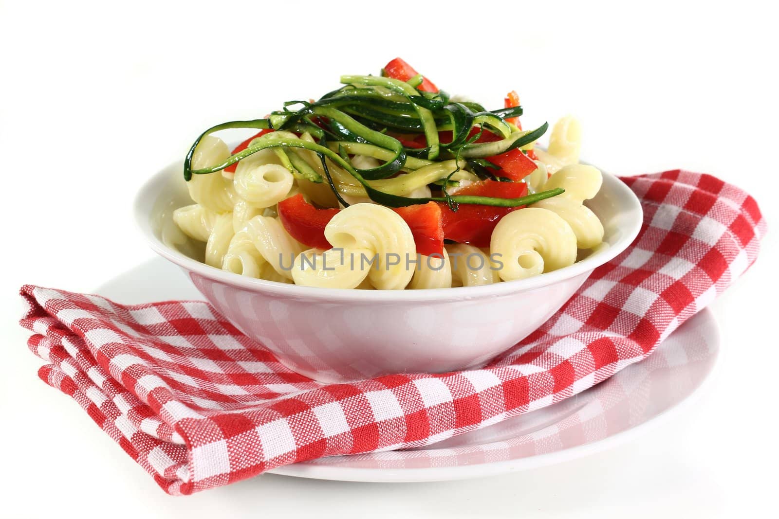 Pasta with red pepper zucchini vegetable by silencefoto