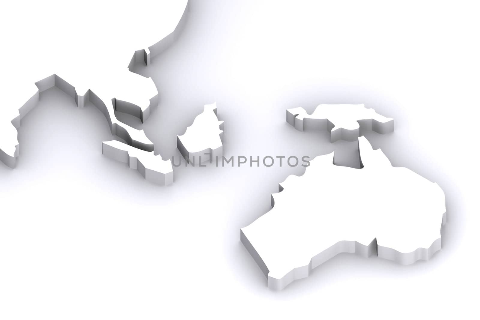 A 3d Rendered Illustration of a Map of Australia and Japan