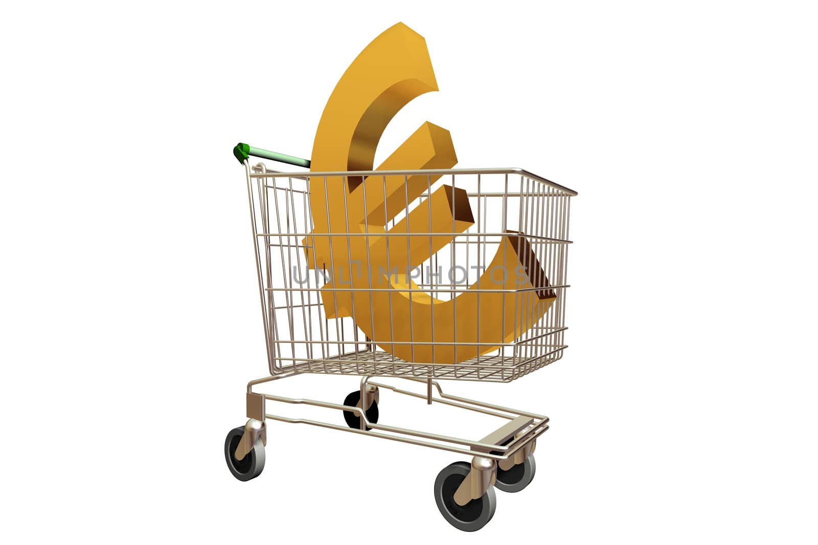 A Colourful 3d Rendered Shopping Trolley Euro Illustration