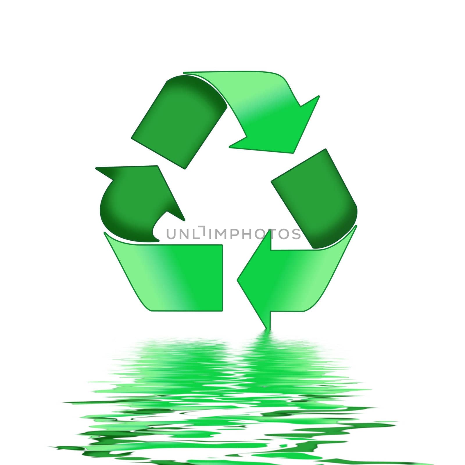 A Colourful 3d Rendered Recycle Sign Reflection Illustration