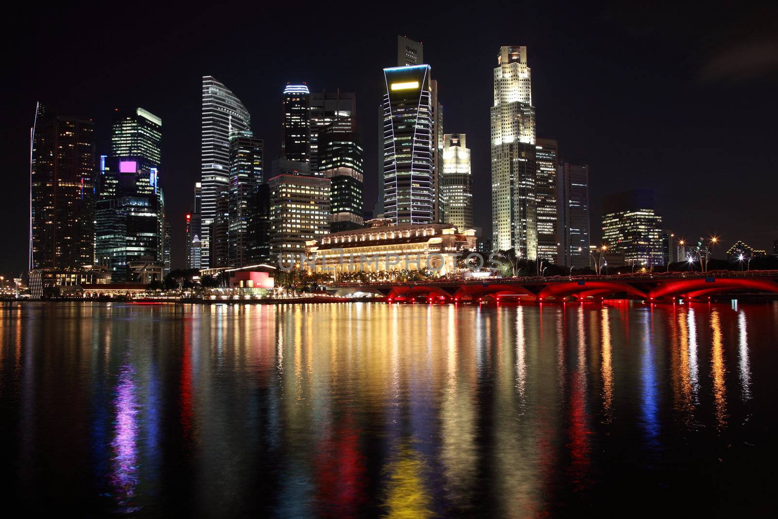 Singapore night view with reflection