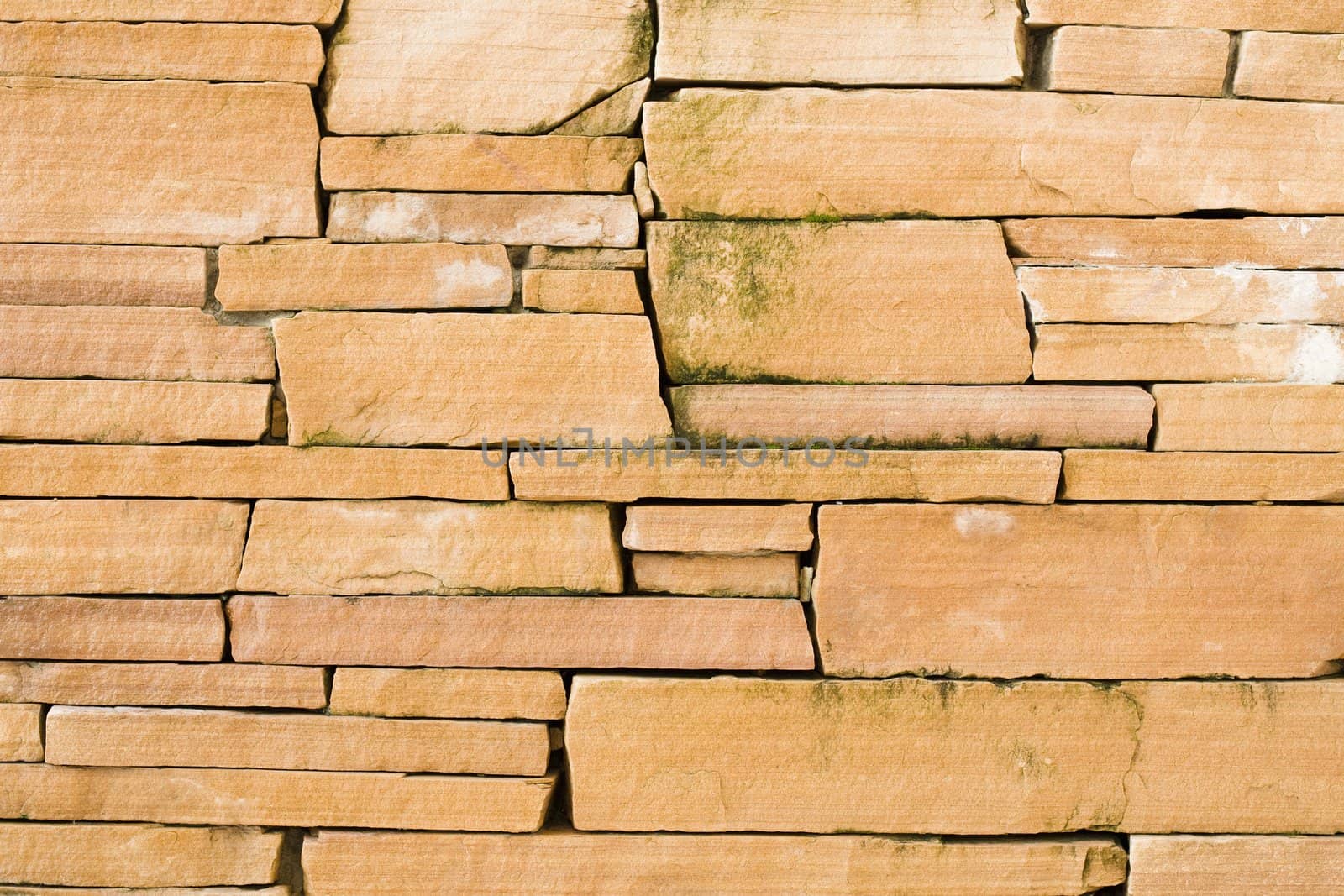Closeup of a Beige Sandstone Brick Wall