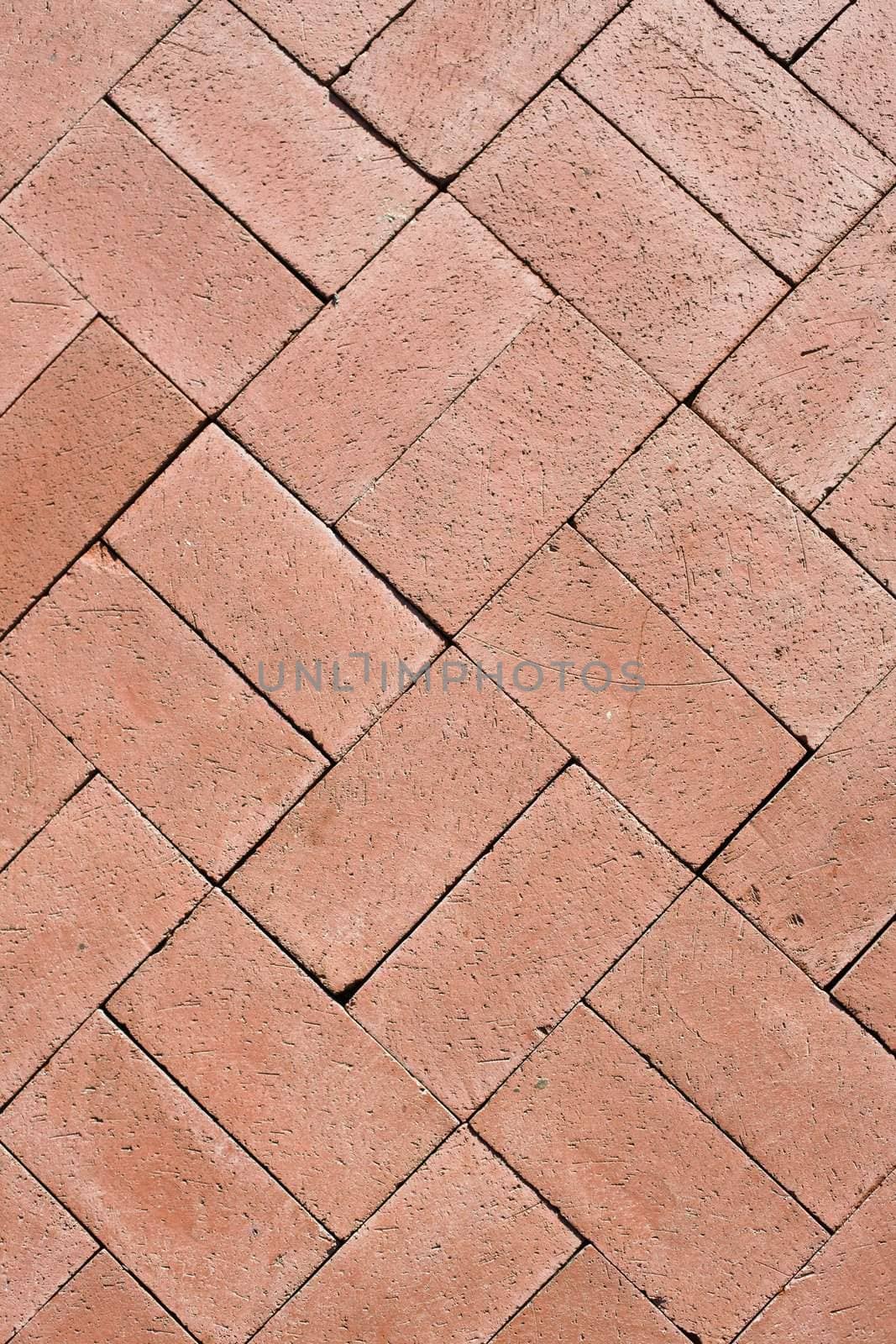Closeup of Rectangular Red Brick Interlocking Pattern