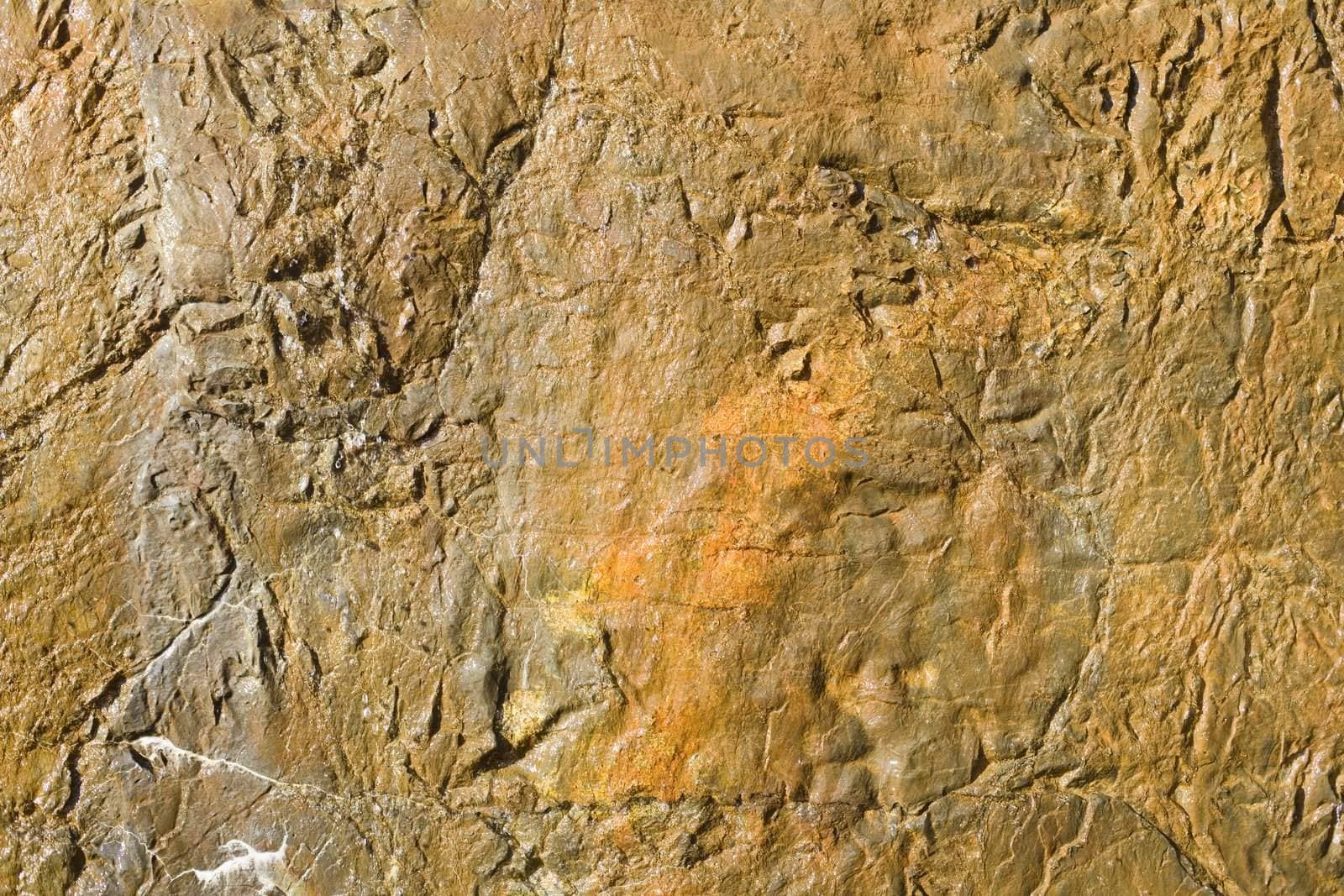 Closeup Detail of a Brownish Rock Wall