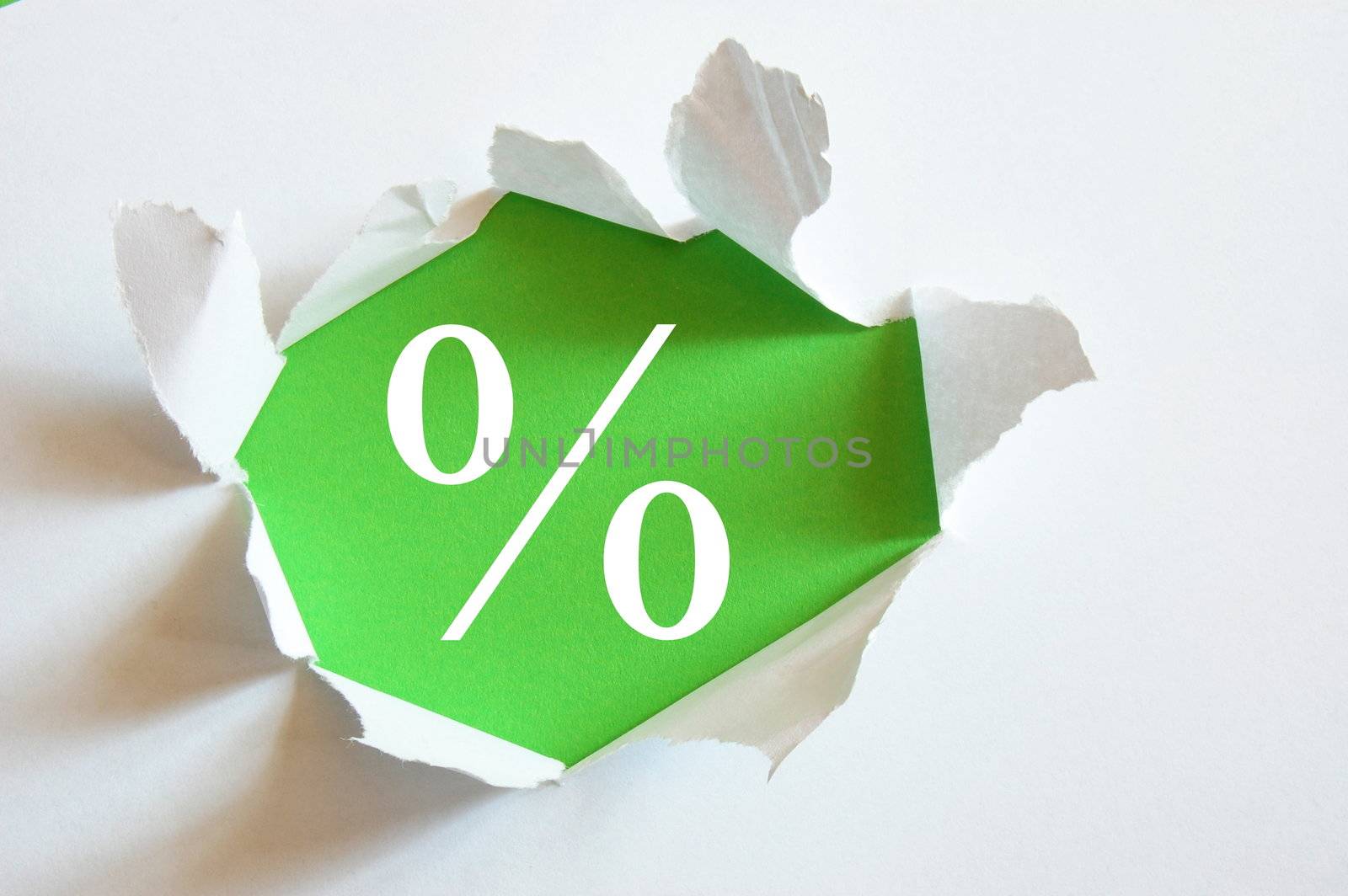 sale concept with hole in blank paper