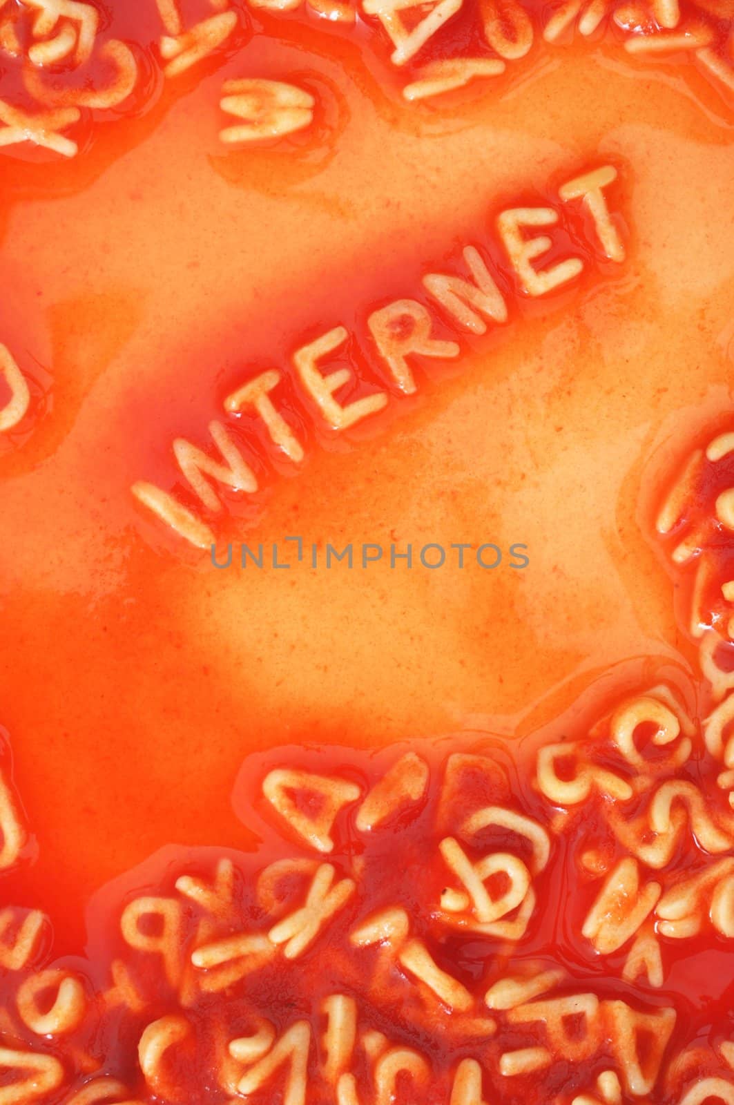 internet web or www concept with red pasta food