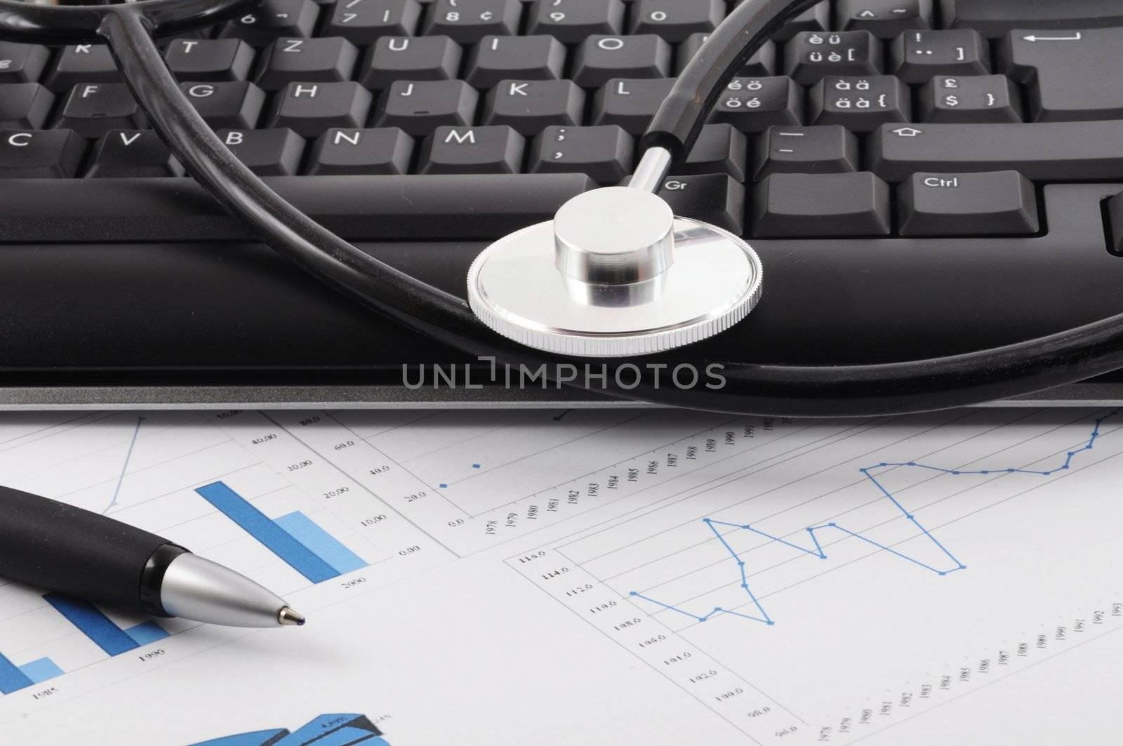 stethoscope in doctors office showing medical health concept