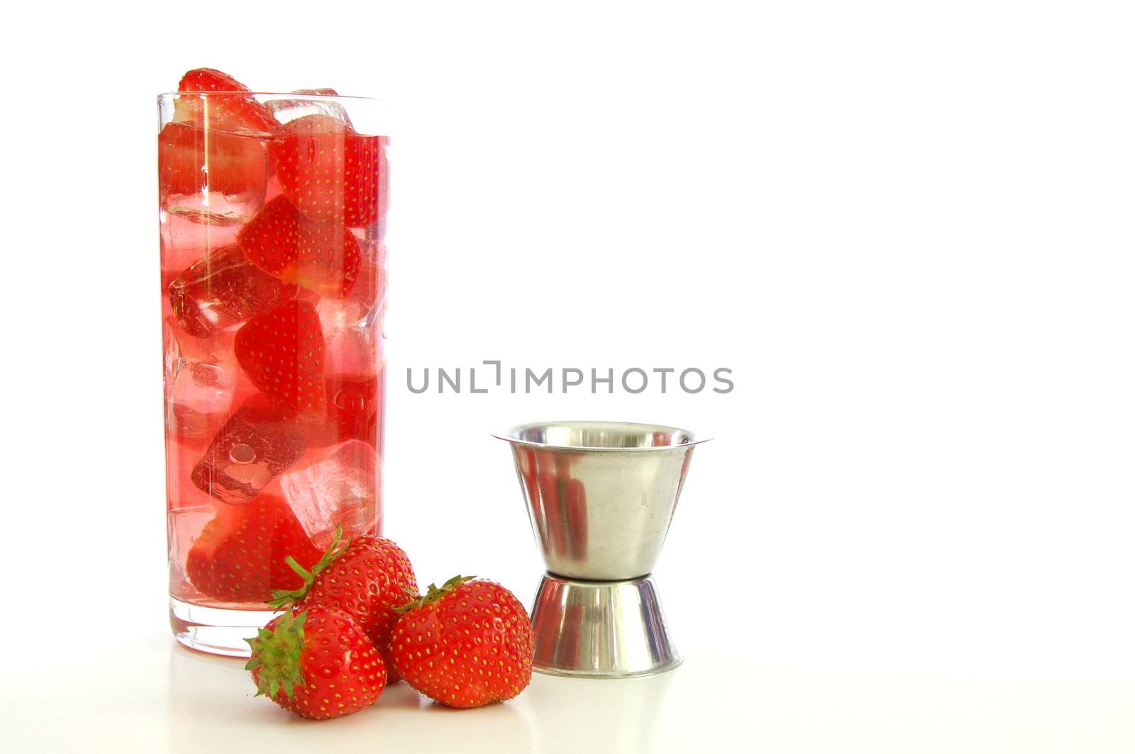 alcoholic strawberry summer drink with red fruits and alcohol
