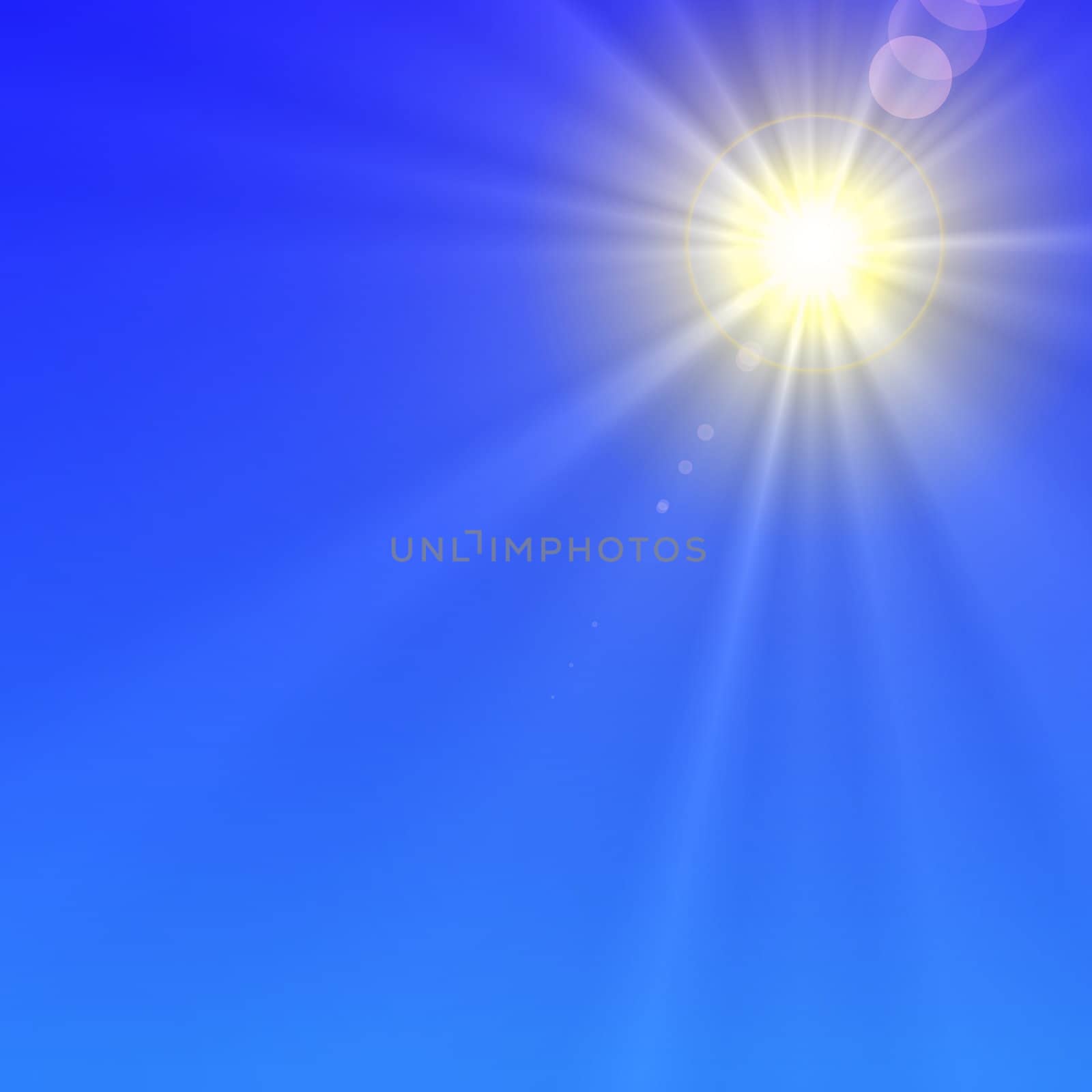 blue sky with sun and copyspace for text message