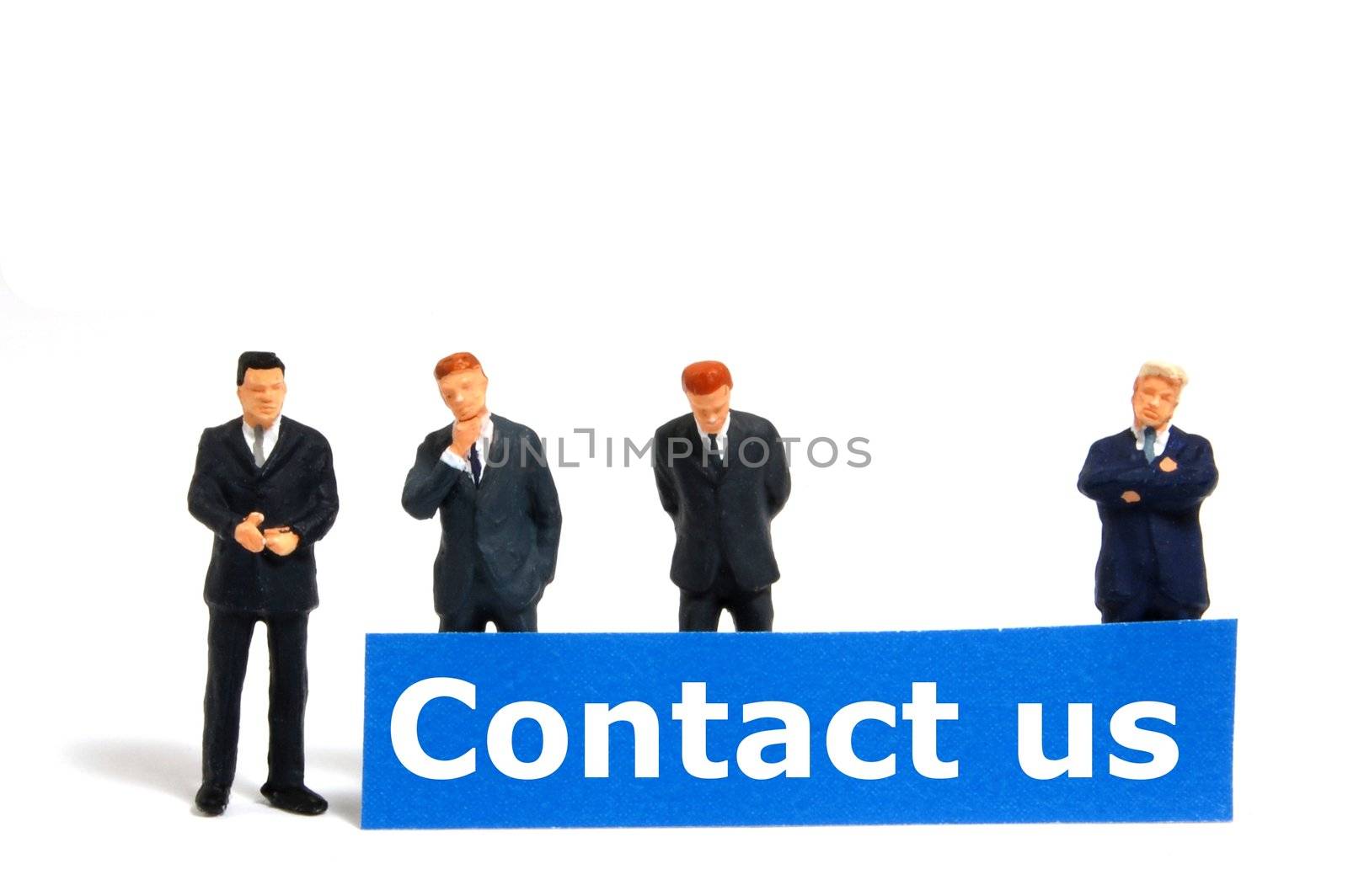 contact us concept with business team isolated on white background