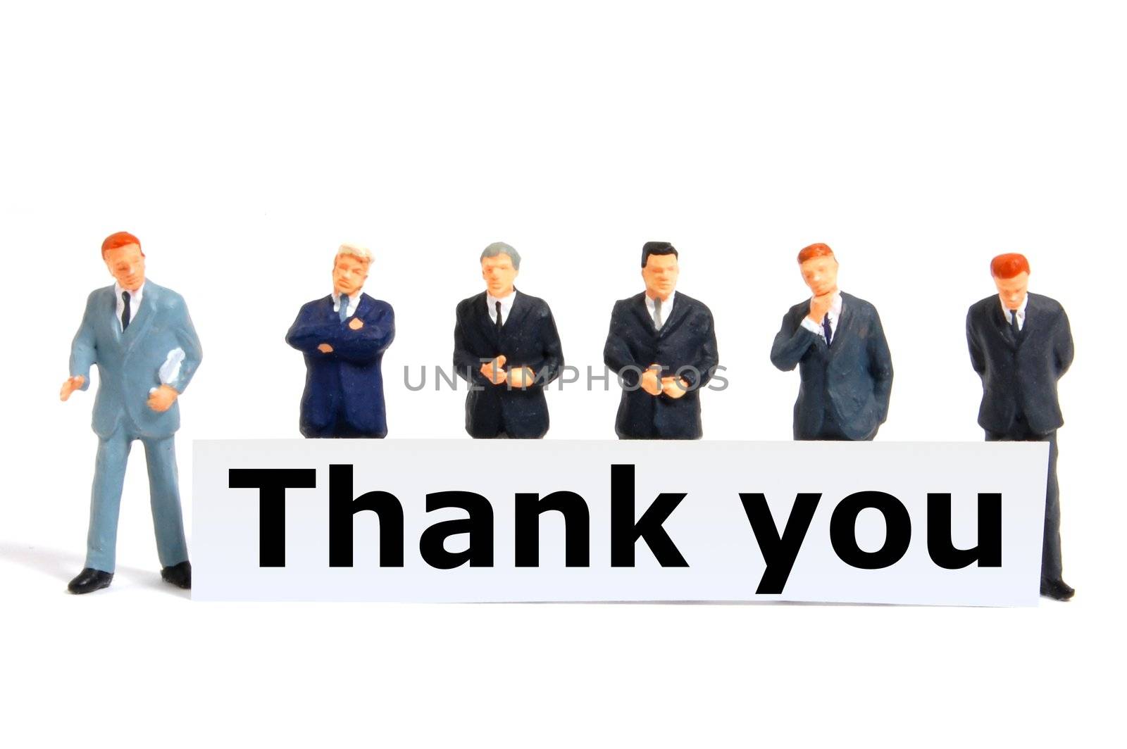 thank you concept with toy business man isolated on white background