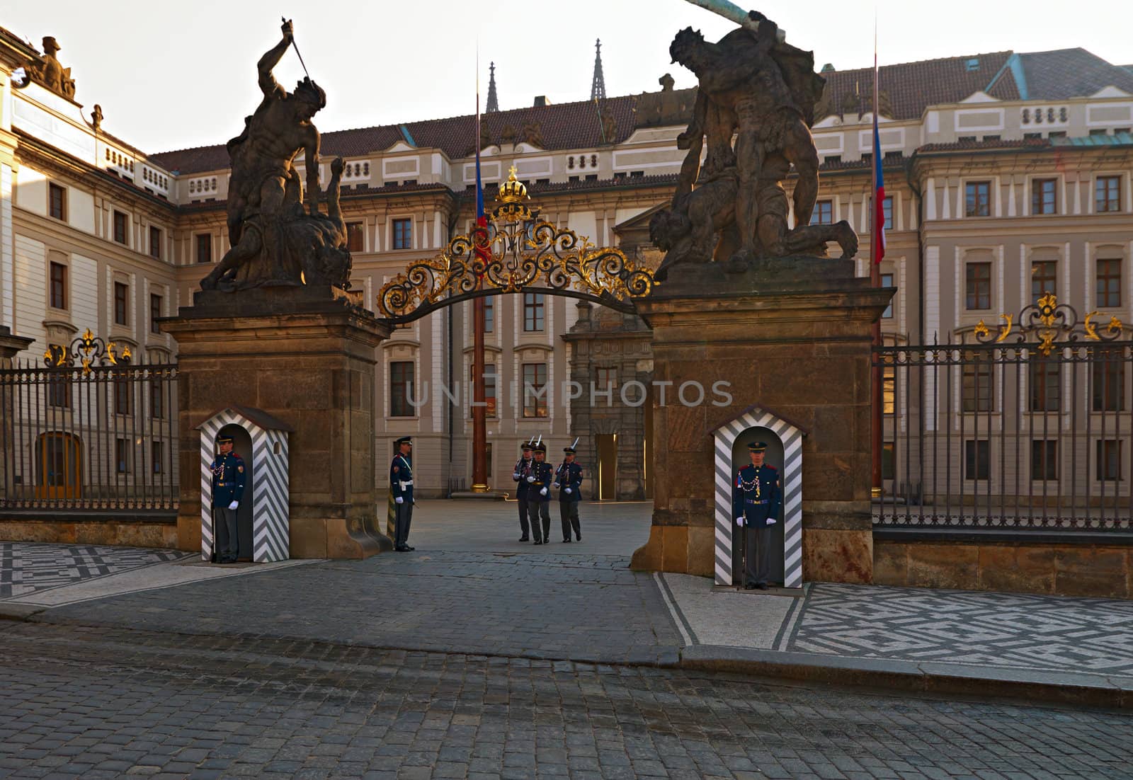 Change of honor guards at the presidential palace in Hradcany in Prague.