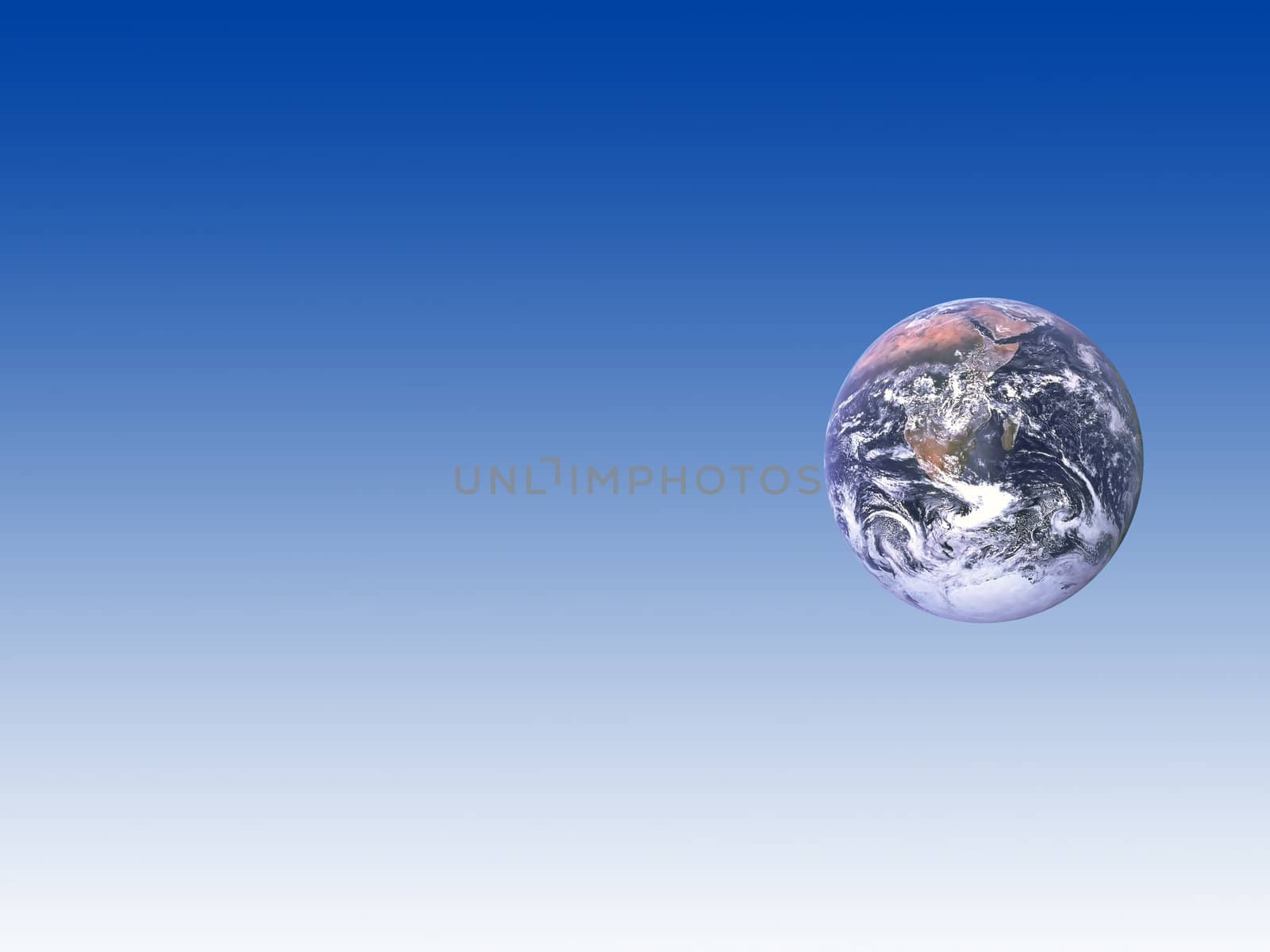 The Earth over sky-blue background