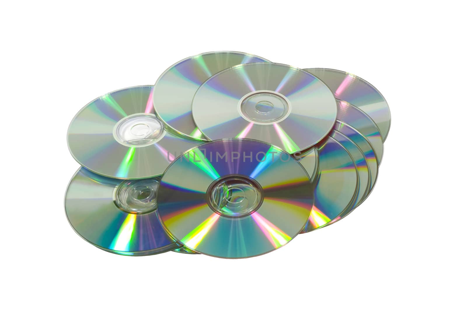 An hi-res image of cd-roms. 

Might be suitable as a background image for something to do with school, work, technology, music, etc.