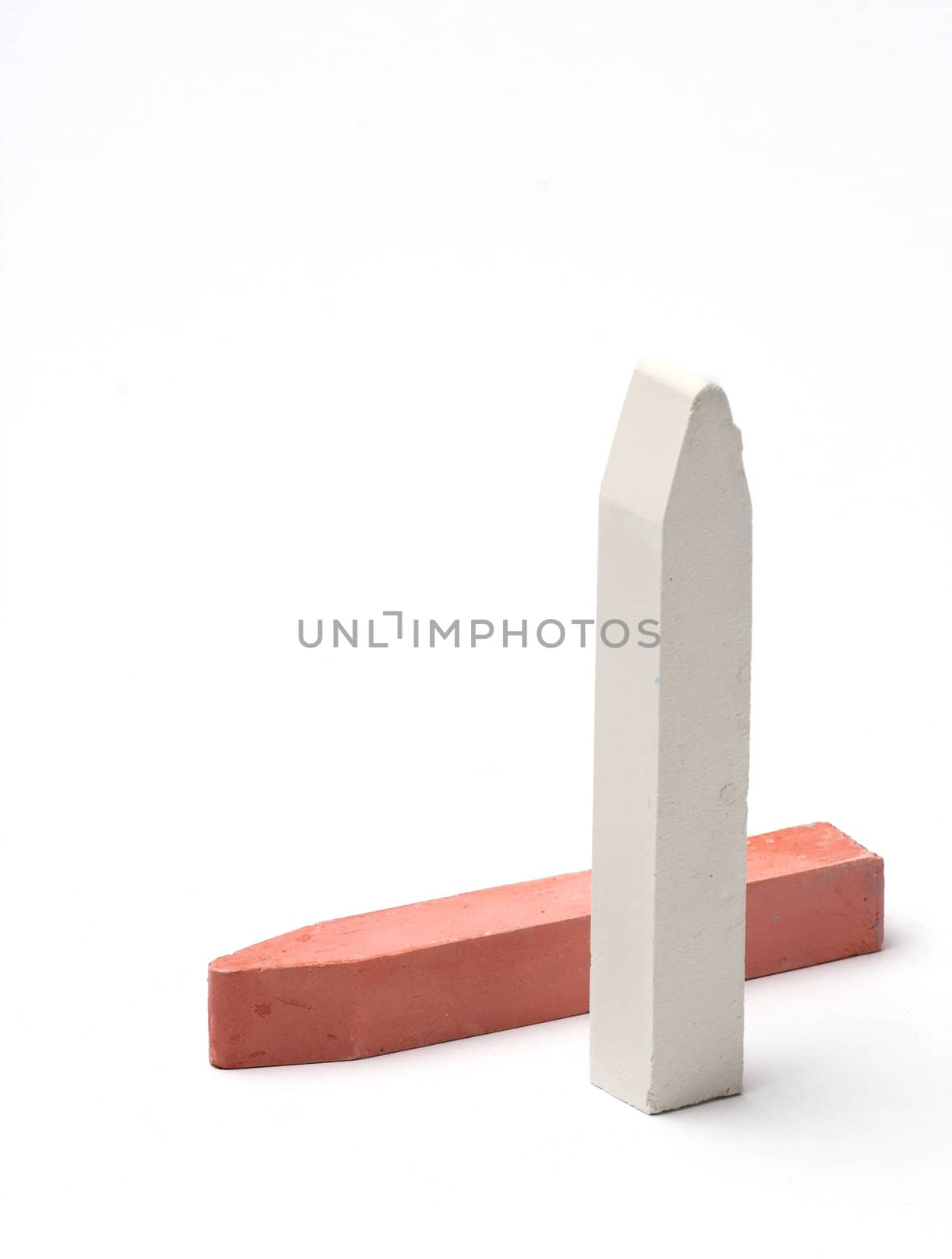 Some white and red chalk isolated