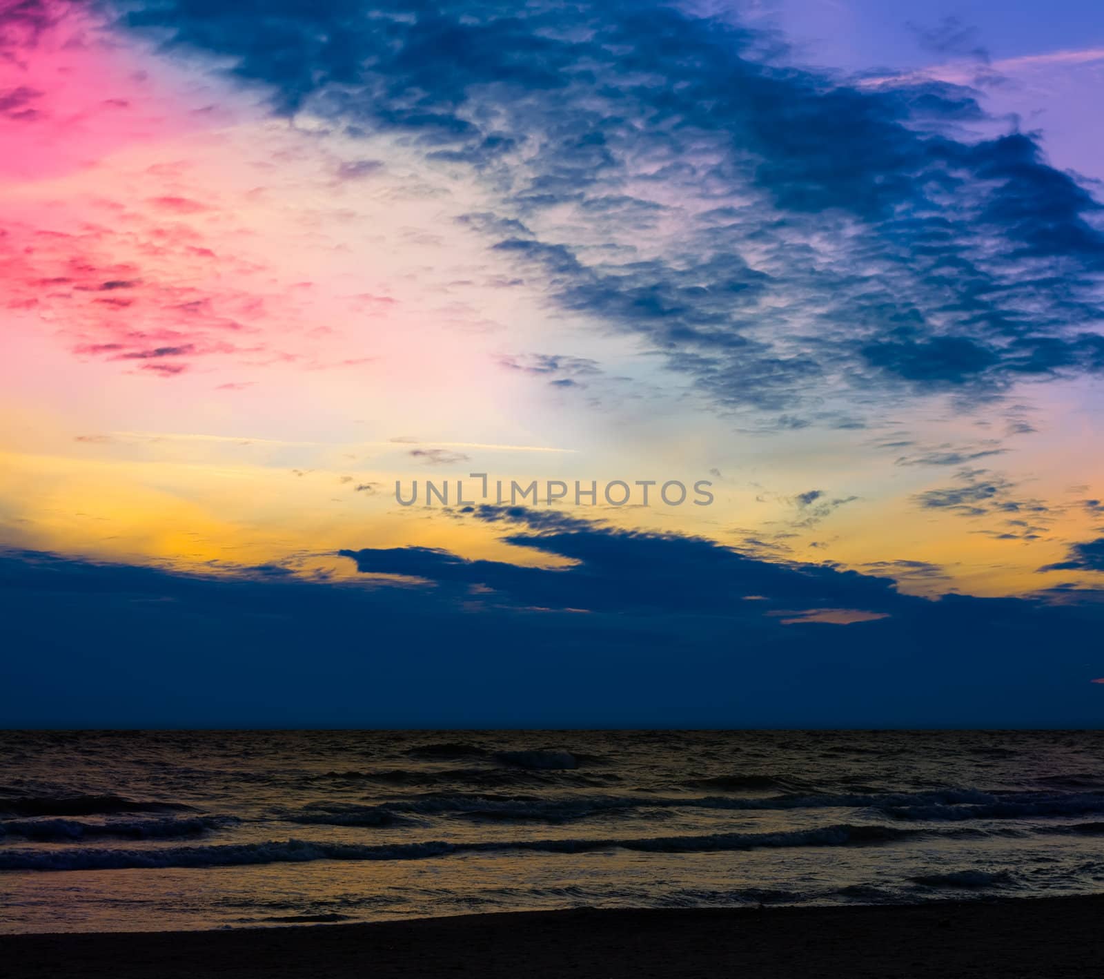 Abstract ocean and sunset background
