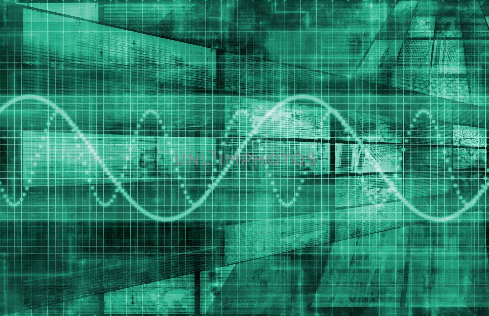 Online Business Background With Art Glowing Lines