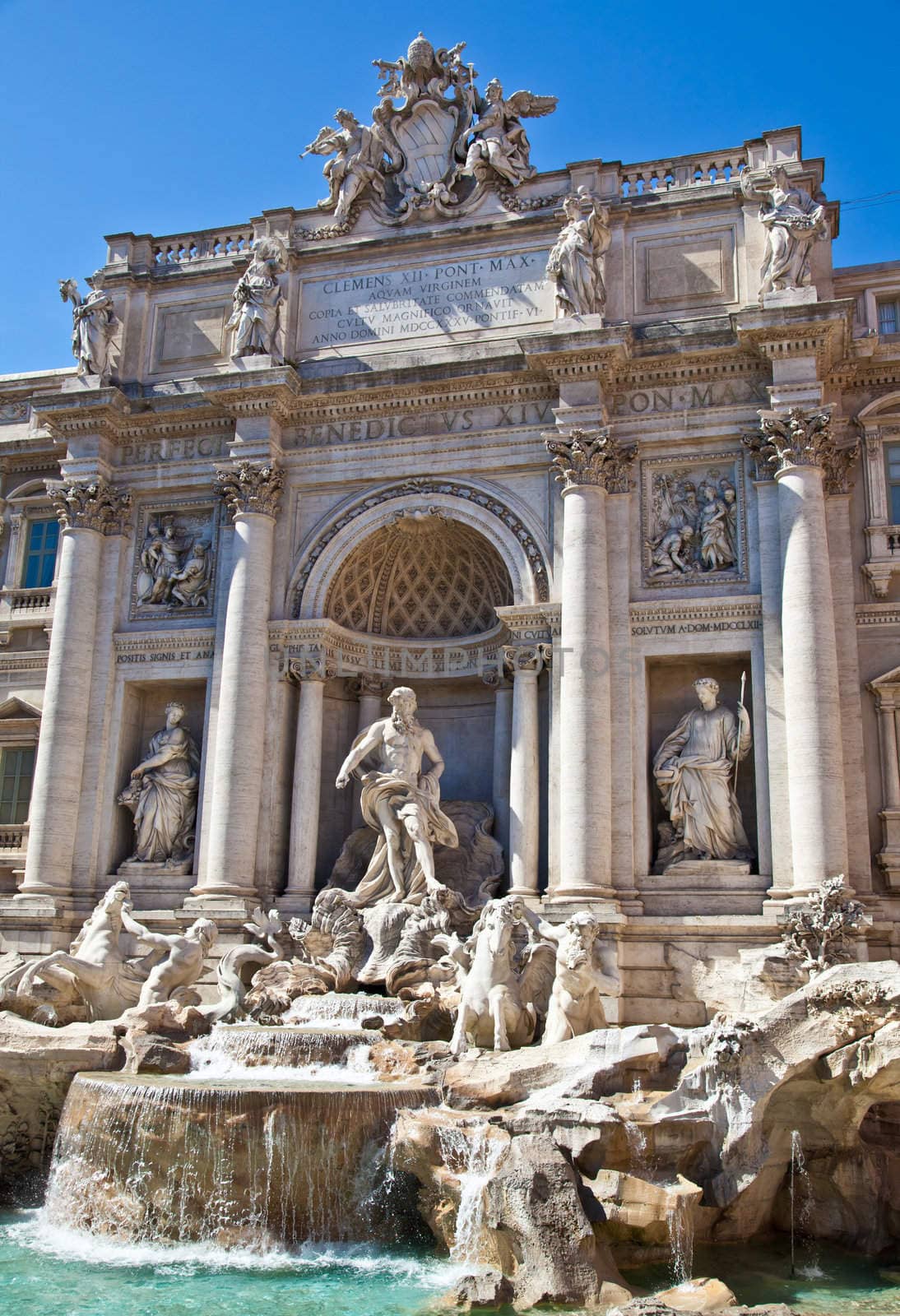 Trevi fountain during a sunny day, Rome, Italy
