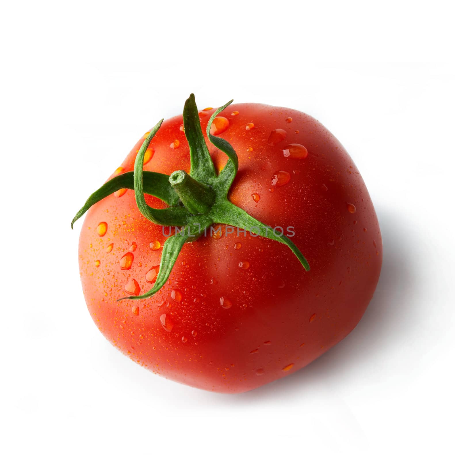 Tomato single with drops. The file includes a clipping path.  Professionally retouched high quality image. 