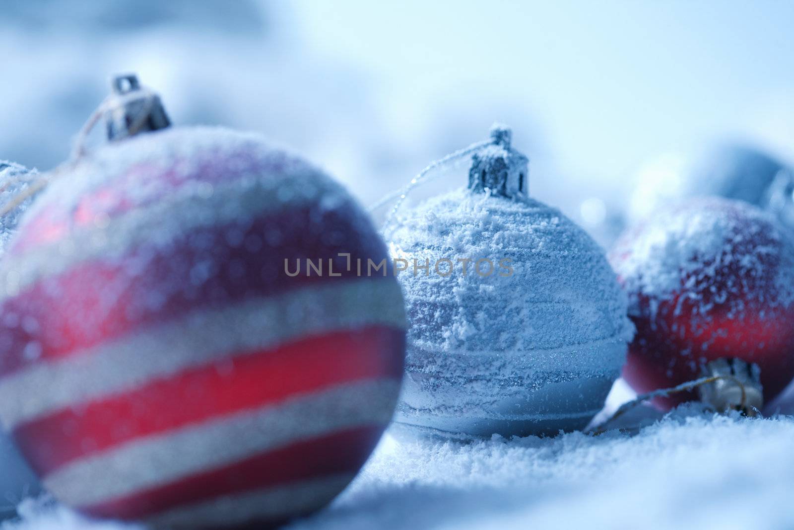 Christmas ornament on  blured background by romanshyshak