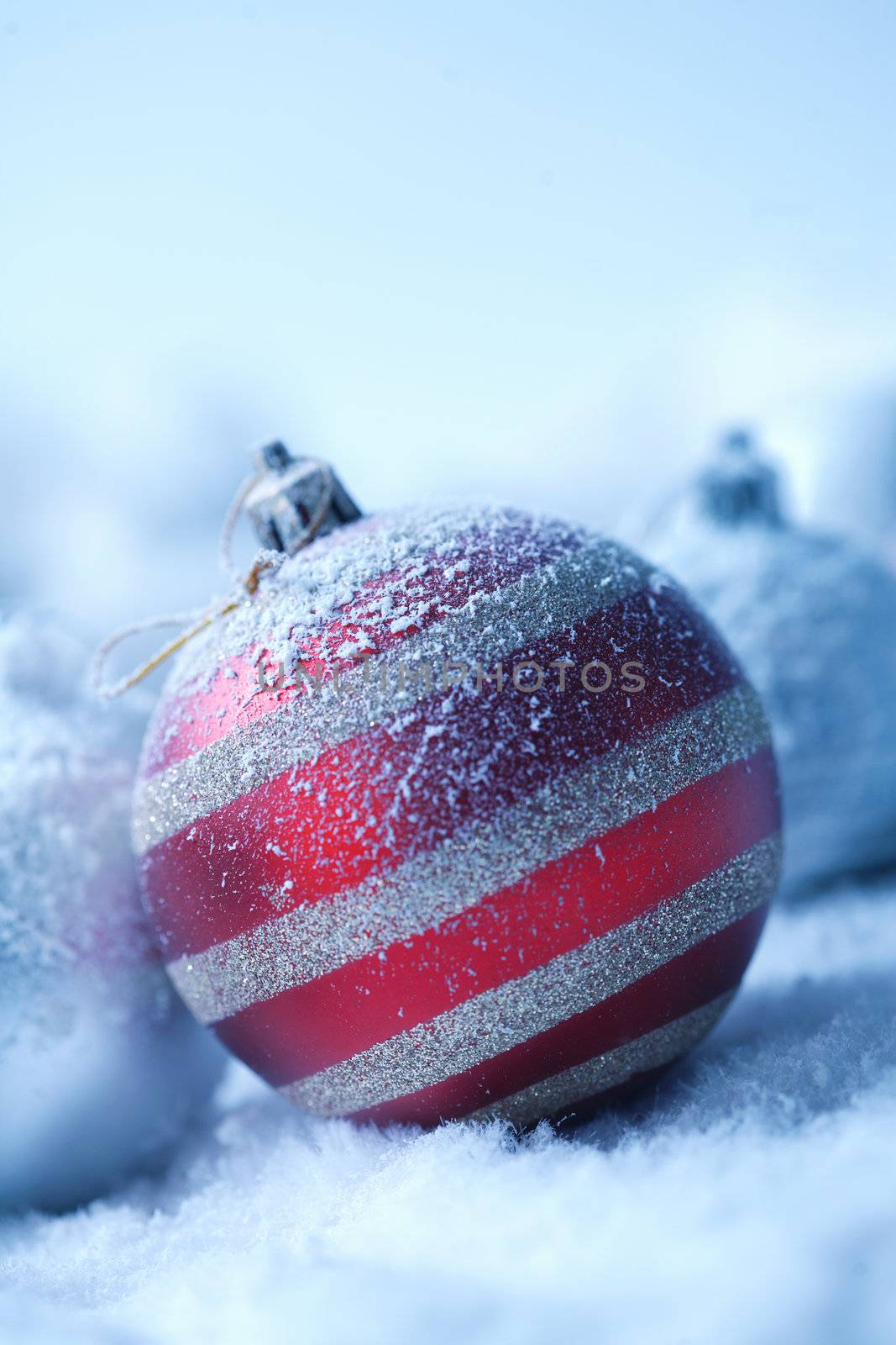 Christmas ornament on  blured background by romanshyshak