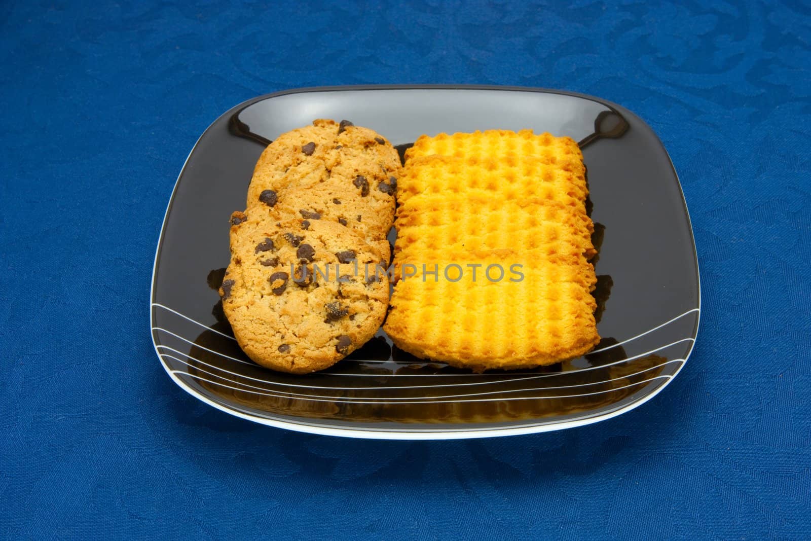 cookies on a Plate on a blue background