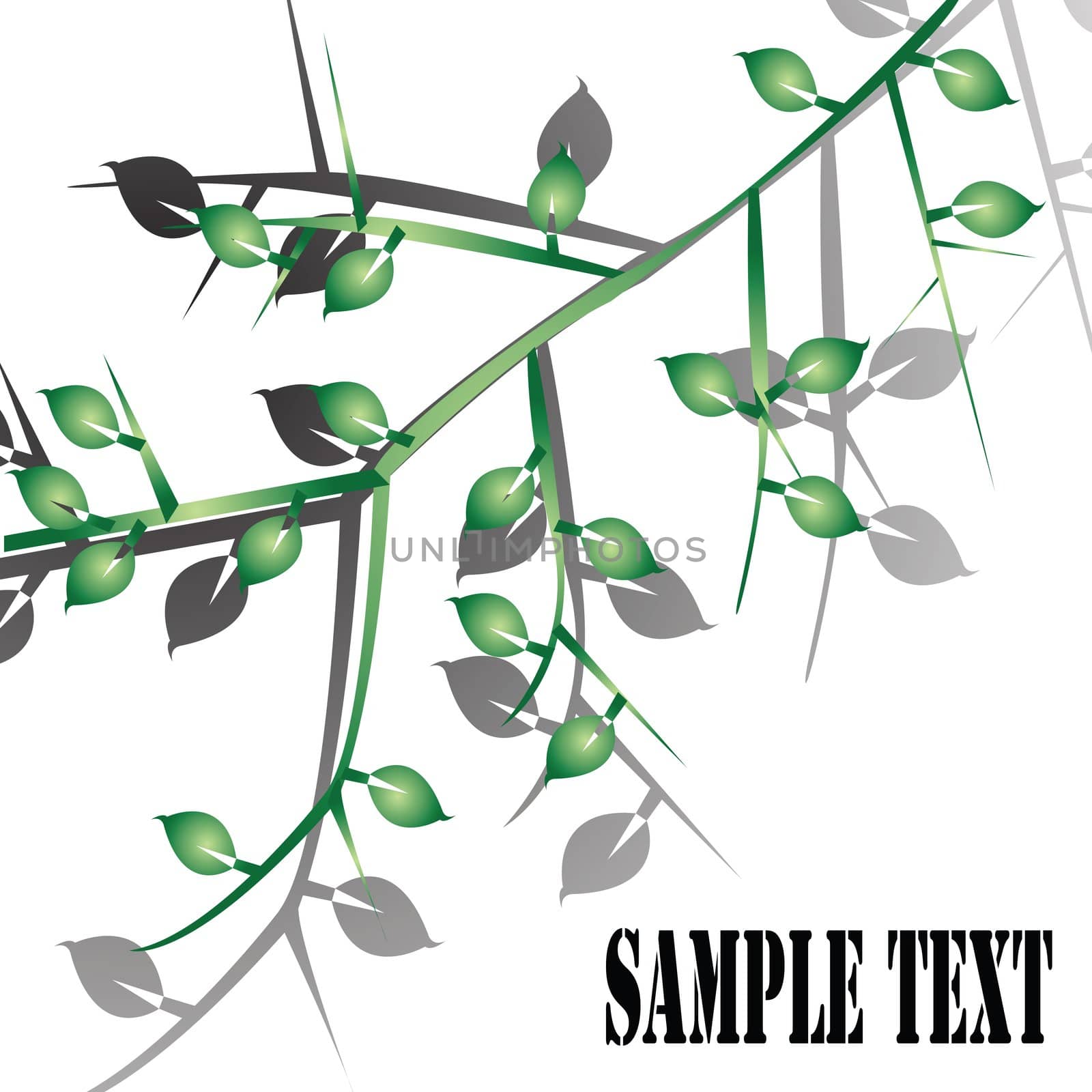 Abstract foliage with sample text