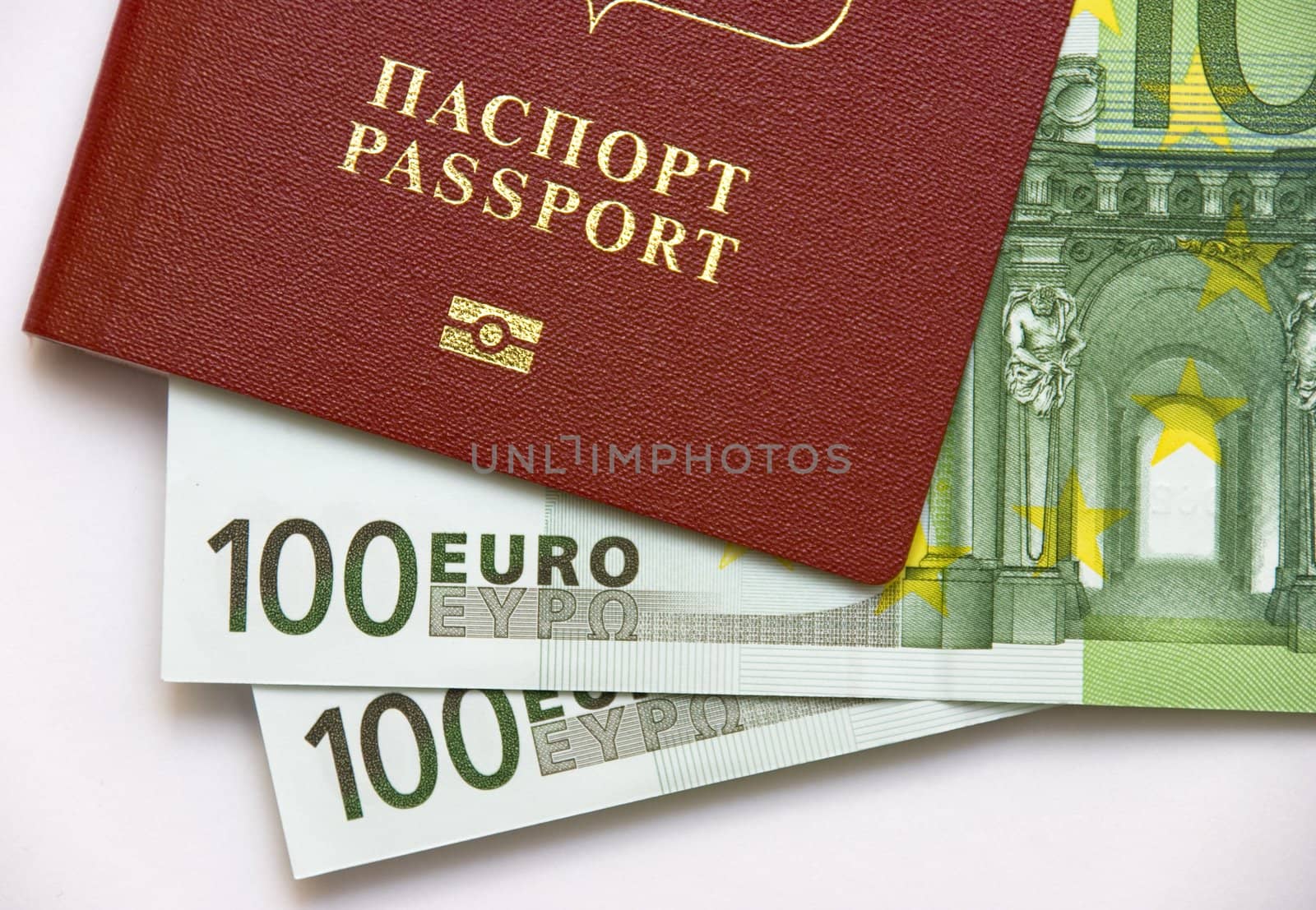 Document and cash: Russian Passport and Euromoney