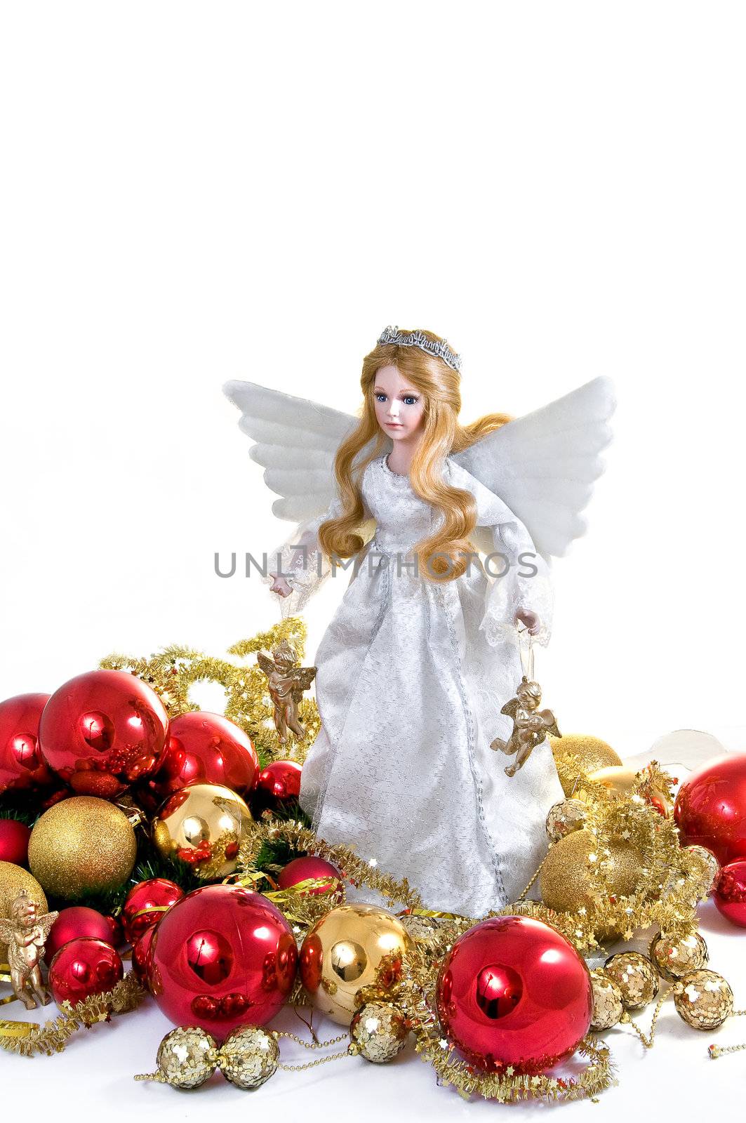 Beautiful Christmas Angel isolated on white background