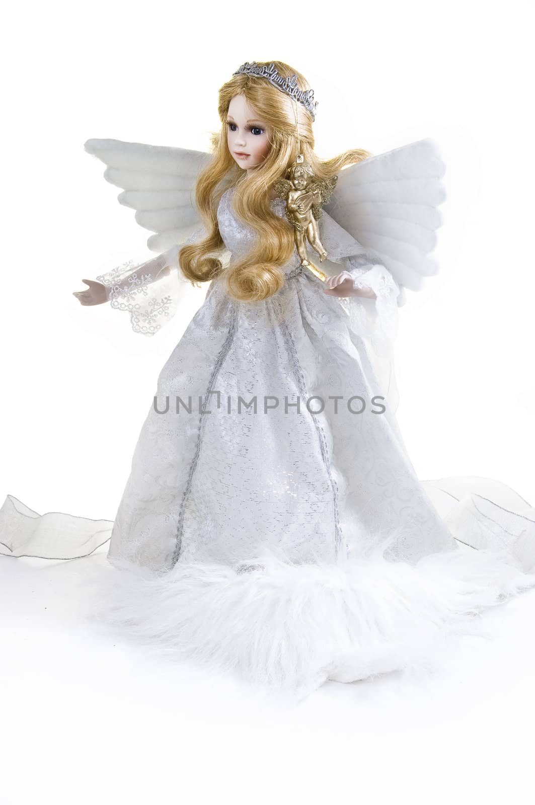 Beautiful Christmas Angel isolated on white background