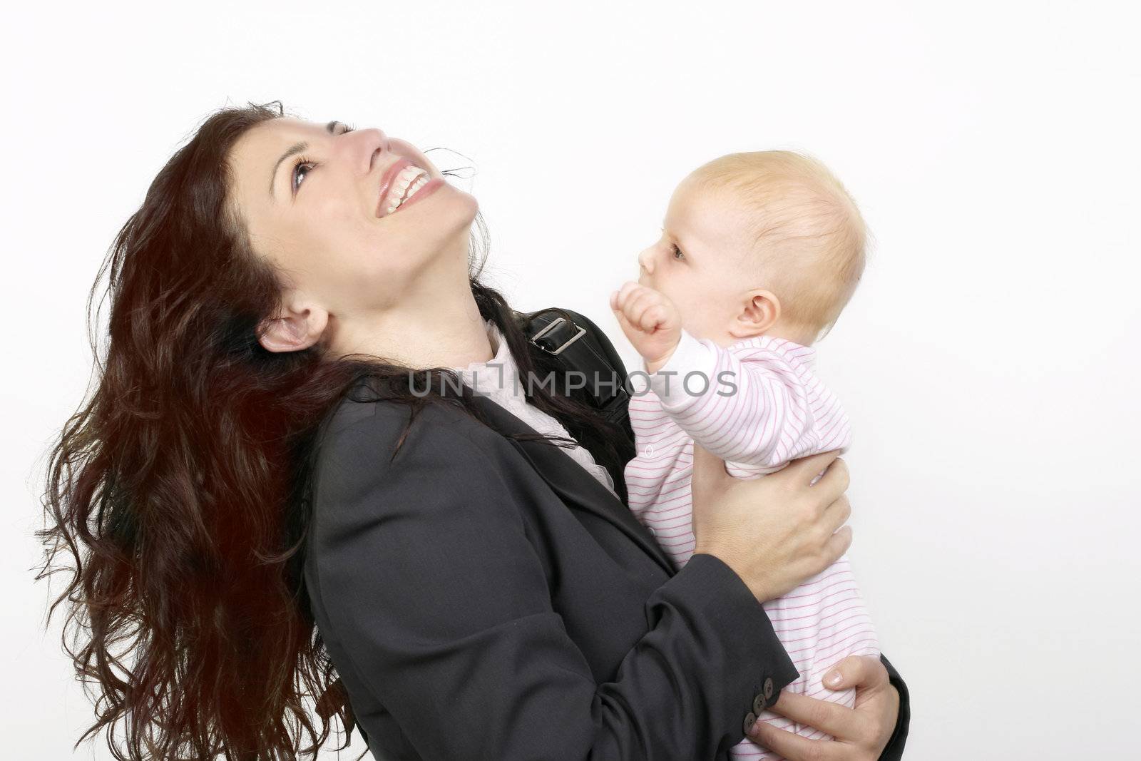 Working mother enjoying time with baby (landscape)